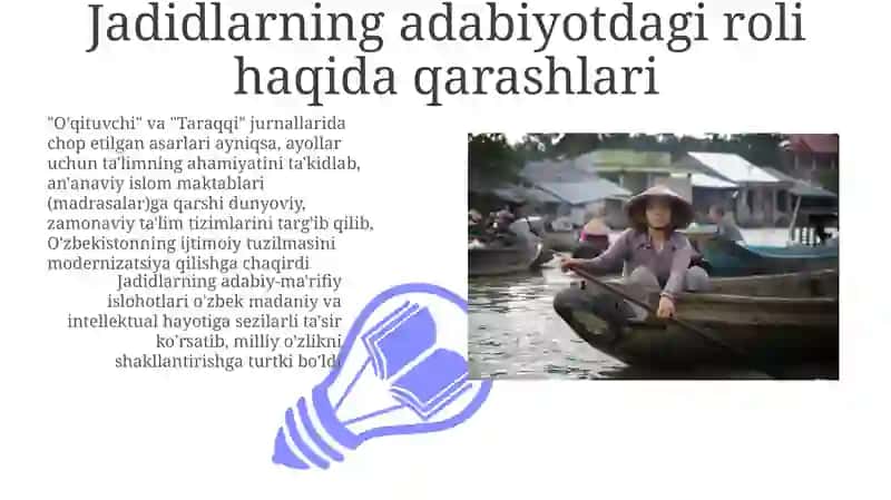 Oʻzbekjadidlariadabiyotiningmadaniyat,maʼrifatadabiyotgaoidfikrlari 3