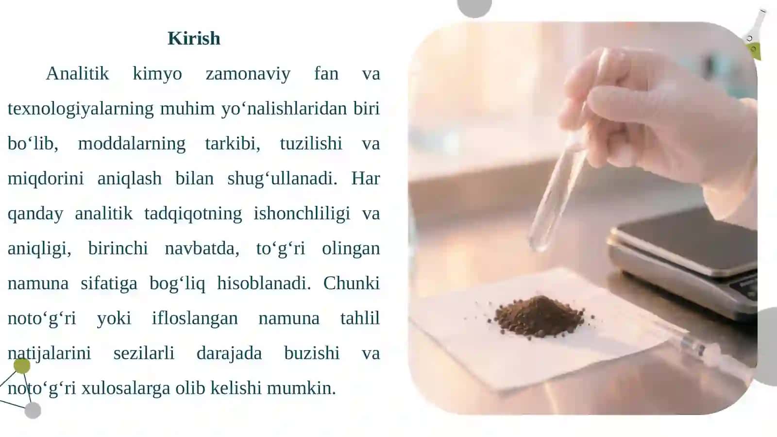 Namuna olash va asosiy analitik obyektlar 3