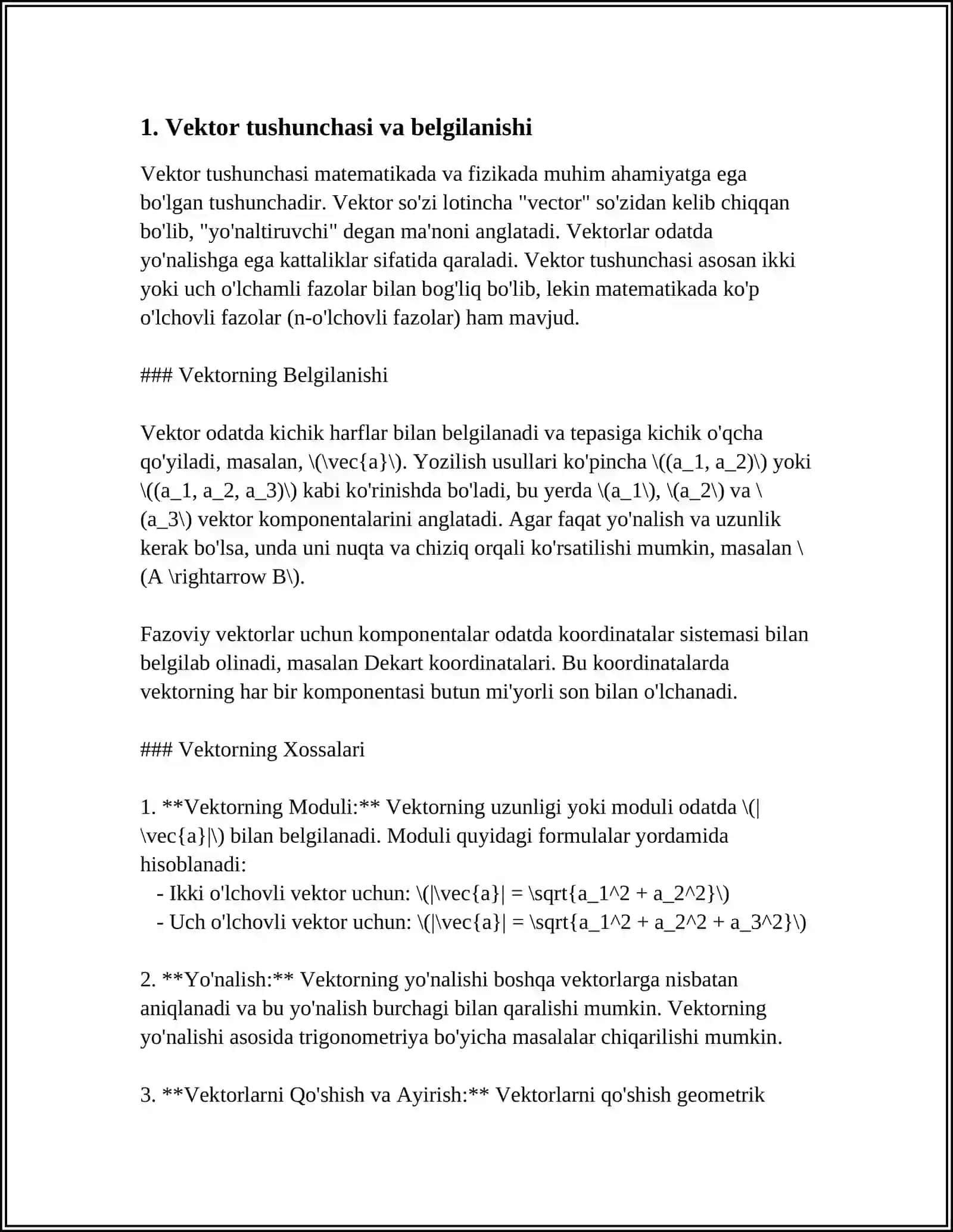 VEKTORLAR VA ULAR USTIDA AMALLAR 3