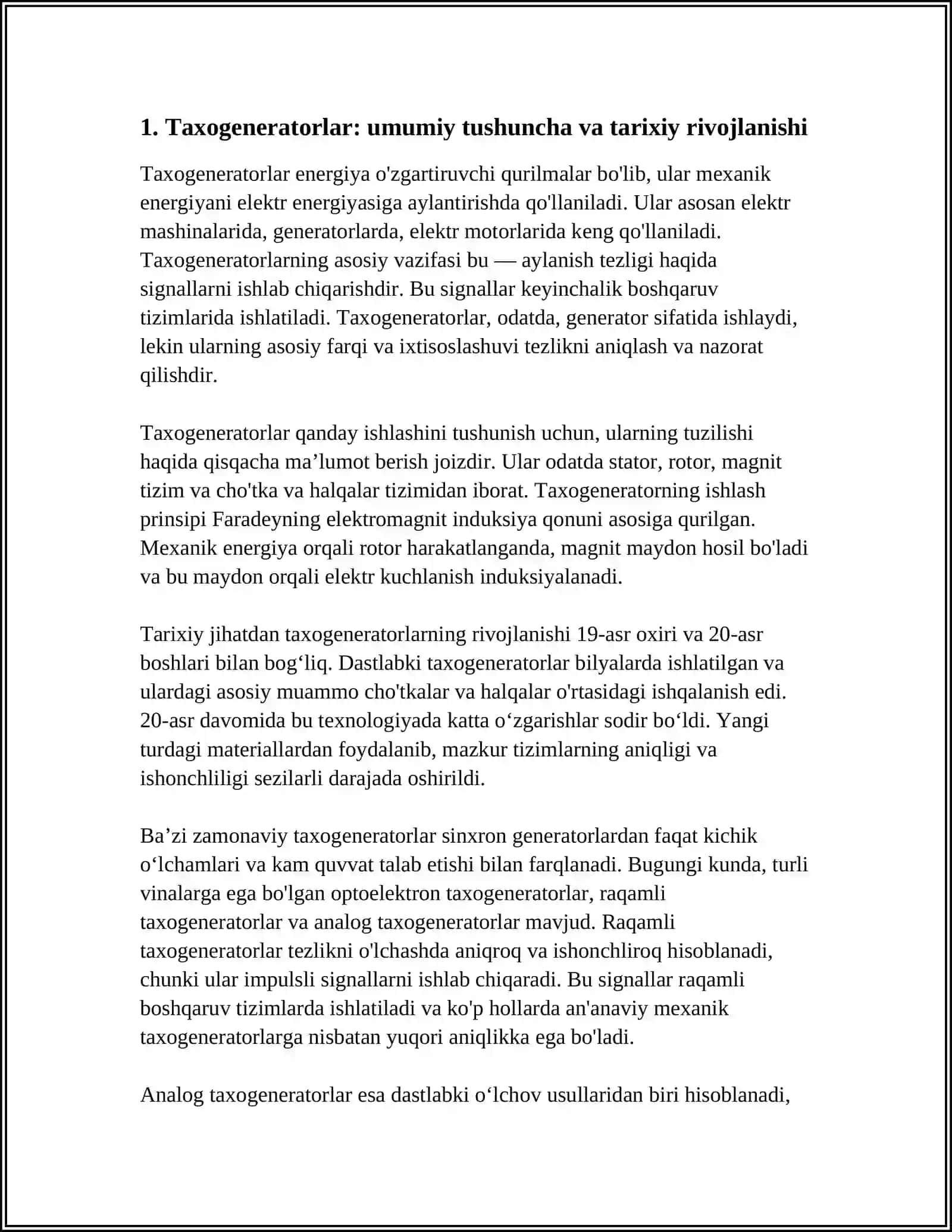 TAXOGENERATORLAR VA ULARNING ISHLASH PRINSIPI 3