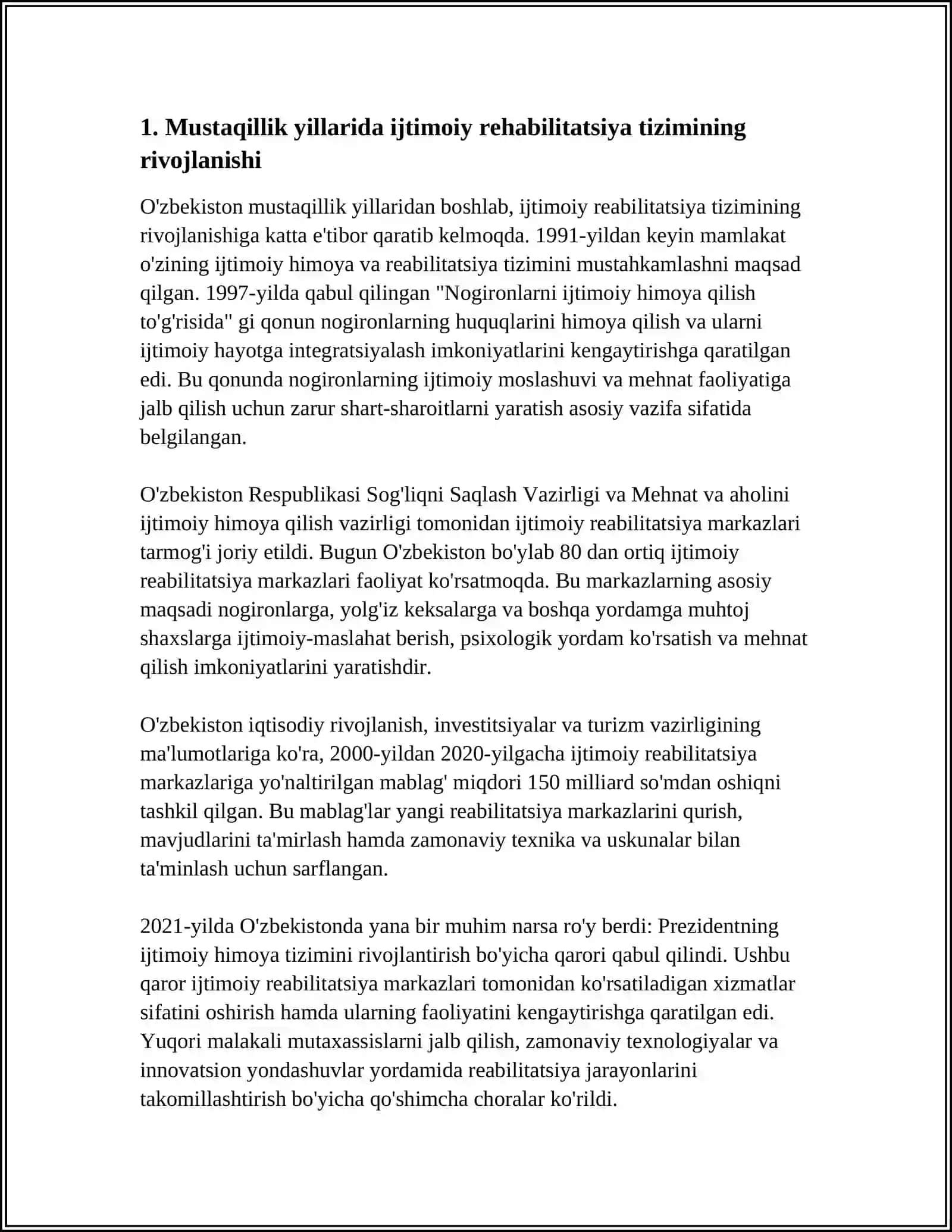 MUSTAQILLIK YILLARIDA IJTIMOIY REABILITATSION MASALALARNING TUBDAN YANGILANISHI 3