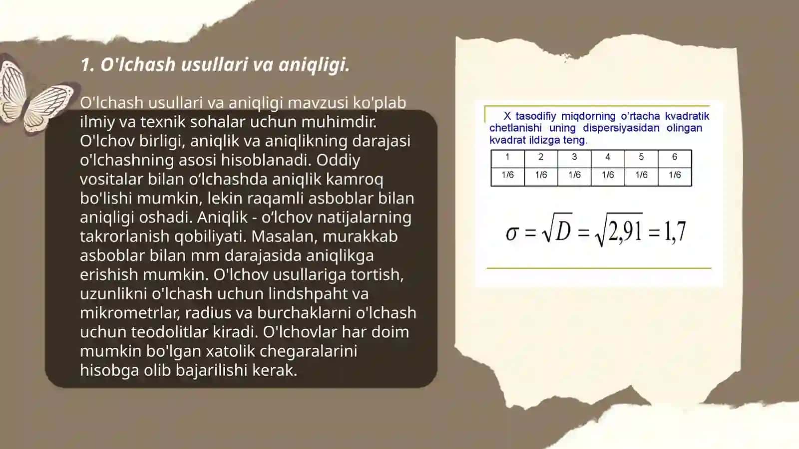 O'lchash usullari va aniqligi 3