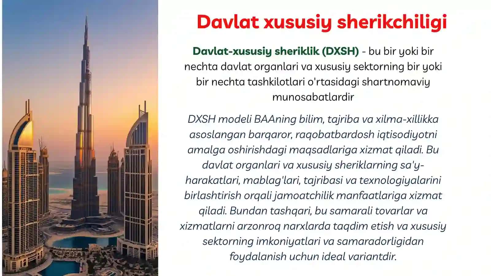 Dubayda davlat xususiy sherikchiligi 3
