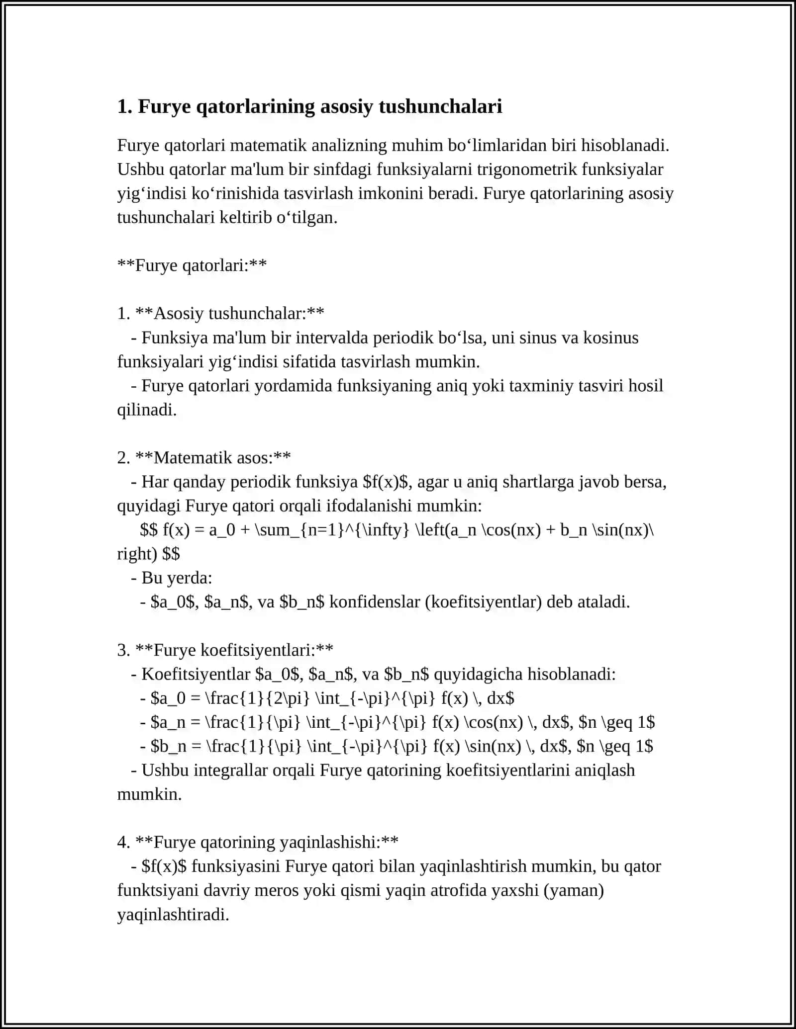 DIFFERENSIAL TENGLAMALARNI YECHISHDA FURYE QATORLARINI QOʻLLANILISHI 3