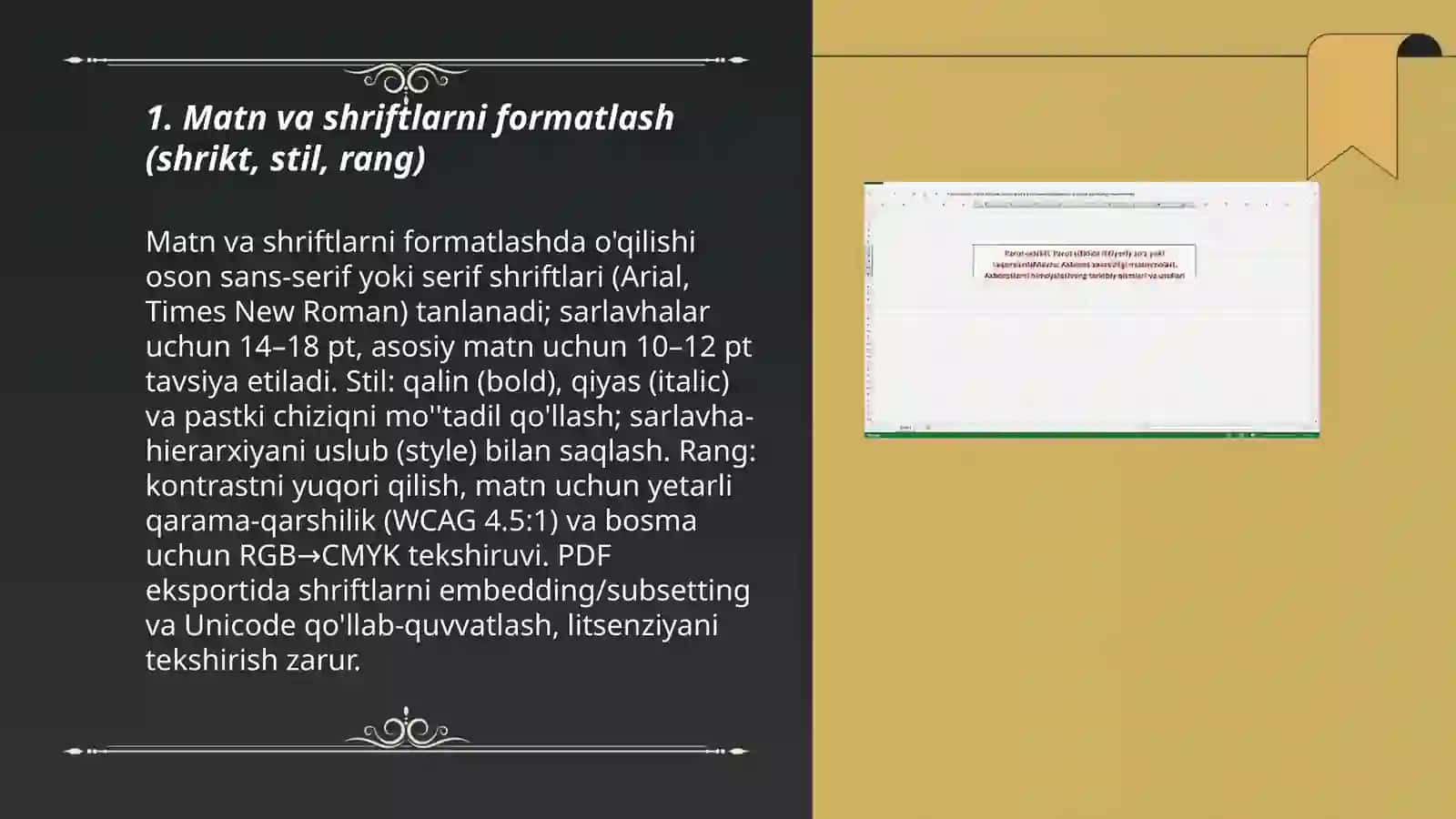 Elektron hujjatlarni formatlash va PDF bilan ishlash 3