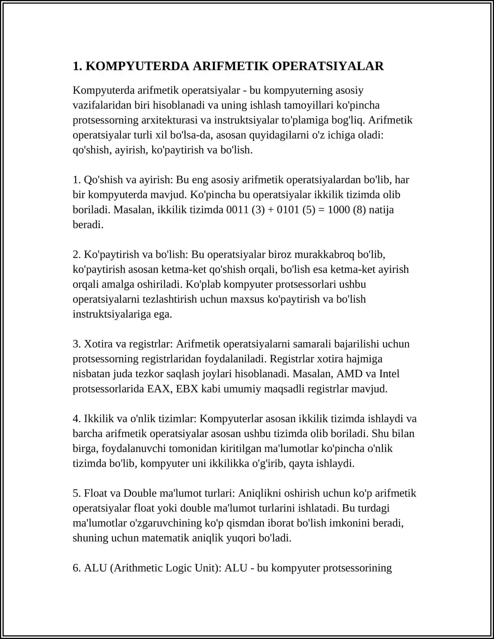 Kompyuterda axborotlarni qayta ishlashning arifmetik asoslari 3