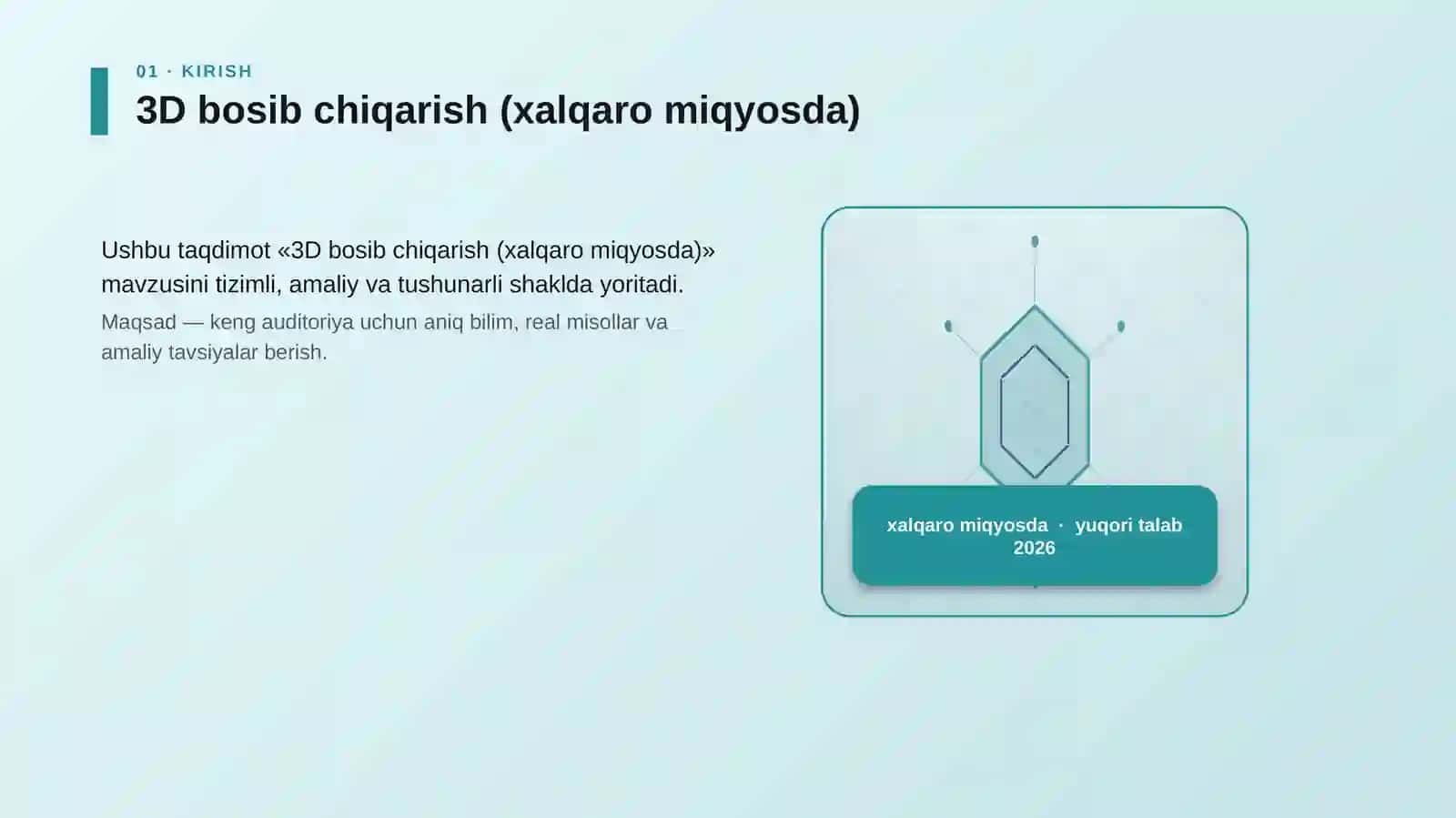 3D bosib chiqarish (xalqaro miqyosda) 3