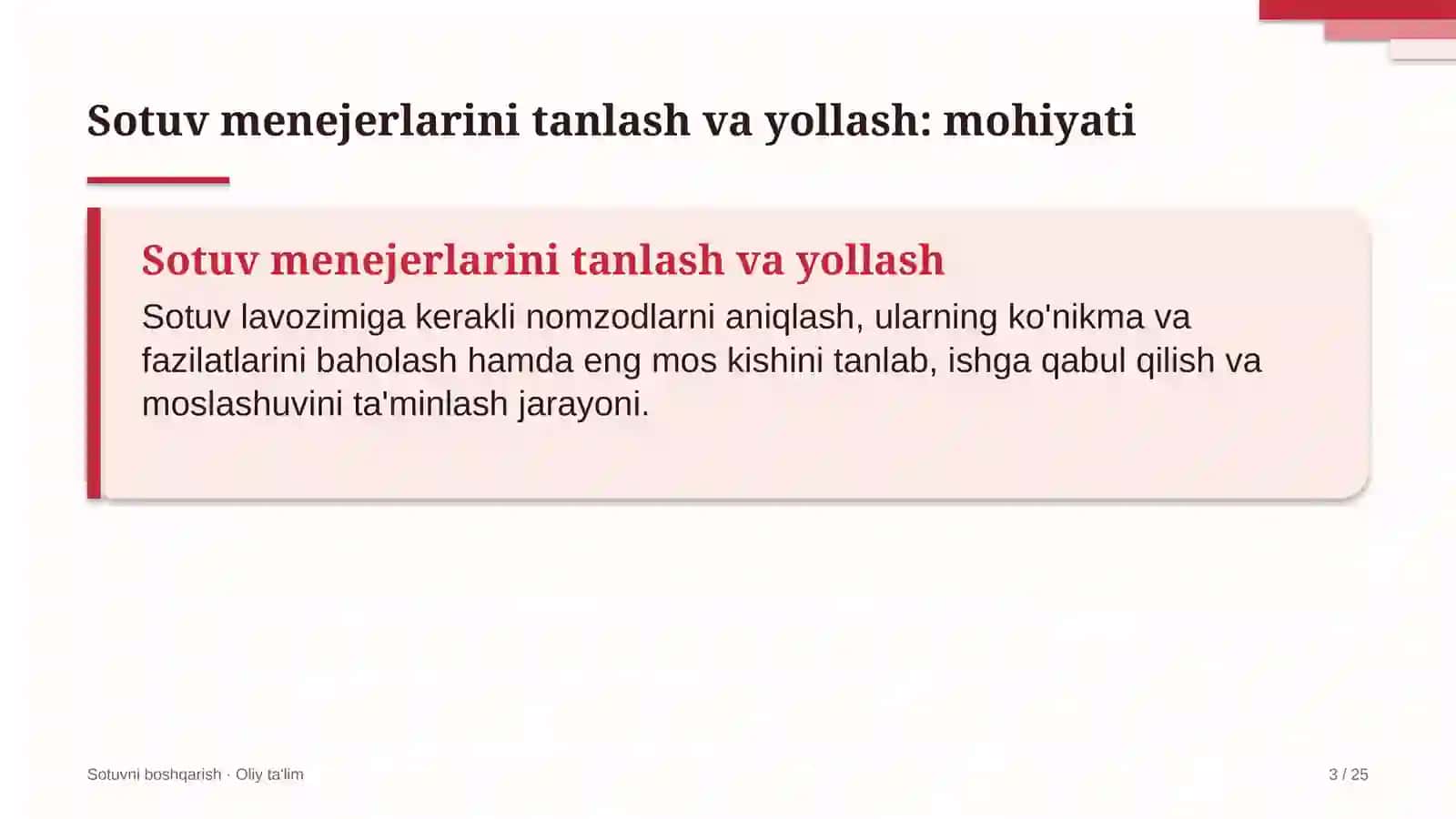 Konsert tashkilotlarida sotuv menejerlarini tanlash va yollash 3