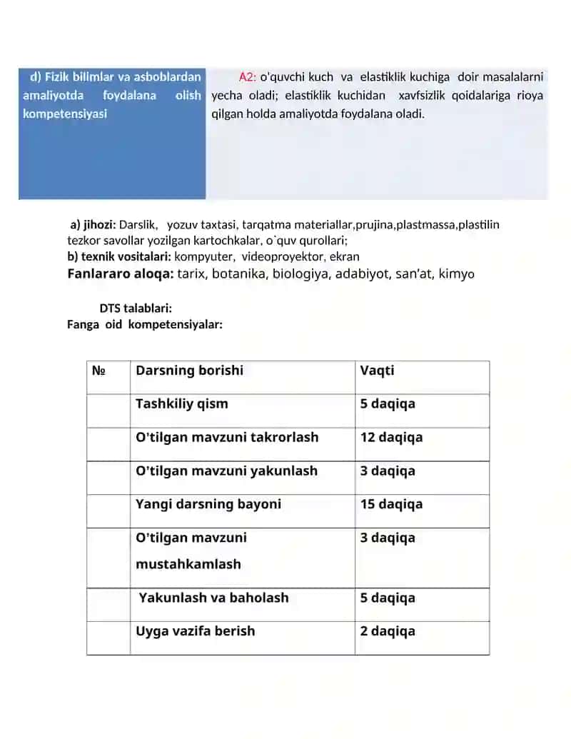 FIZIKA Dars ishlanmasi - Elastiklik kuchi 3
