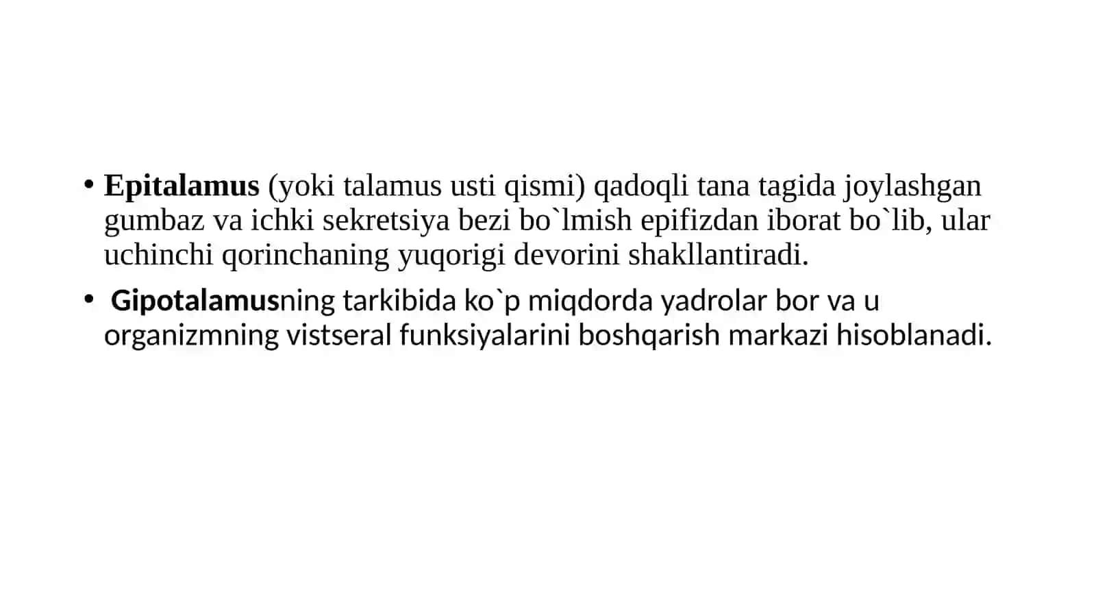 Asabtizimi.Boshmiyatuzilishi.Oraliqmiyavamiyachaanatomiyasi. Boshmiyaningorolchaqismi 3