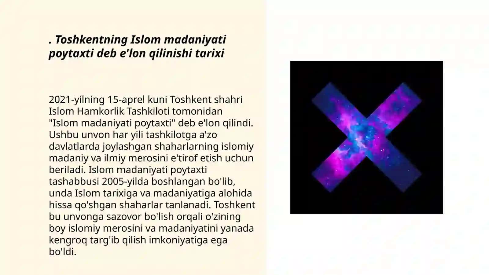 Toshkent-Islom madaniyati poytaxti e‘loni 3