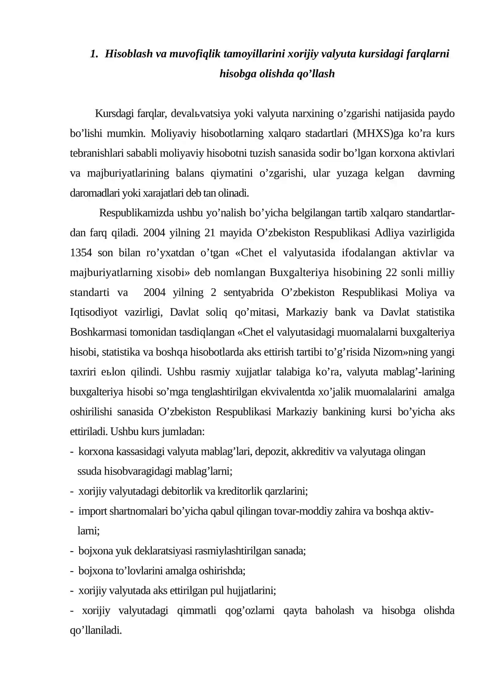 Valyuta almashish kursining o’zgarishi naтijalari hisobi 3