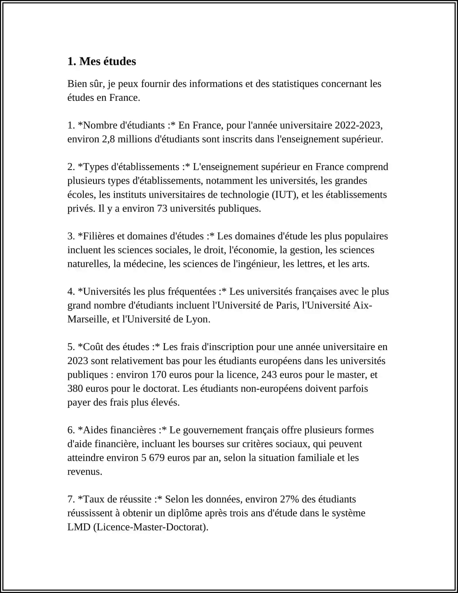 FRANSUZ TILIDAGI MES ETUDES MAVZUSIDA 3