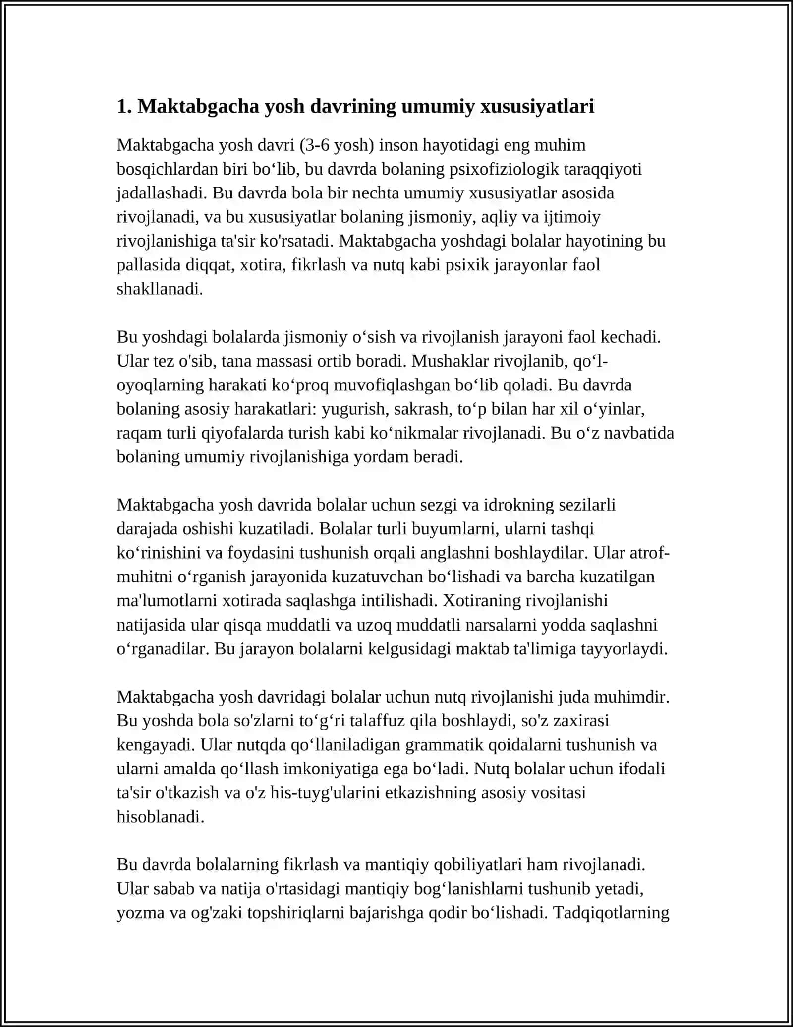 MAKTABGACHA YOSH DAVRIDA PSIXOFIZIOLOGIK TARAQQIYOTNING UMUMIY TAVSIFI 3