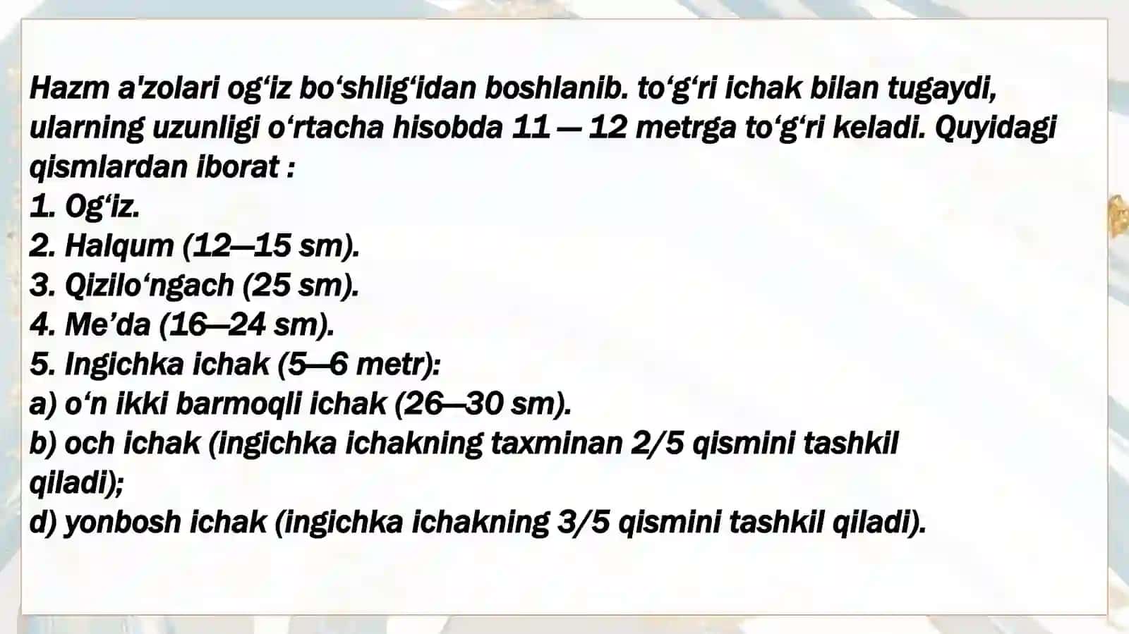 OVQAT HAZM QILISH A'ZOLARI KASALLIKLARI 3
