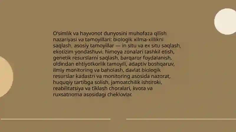 Oʻsimlik va hayvonot dunyosini muhofaza qilish 3