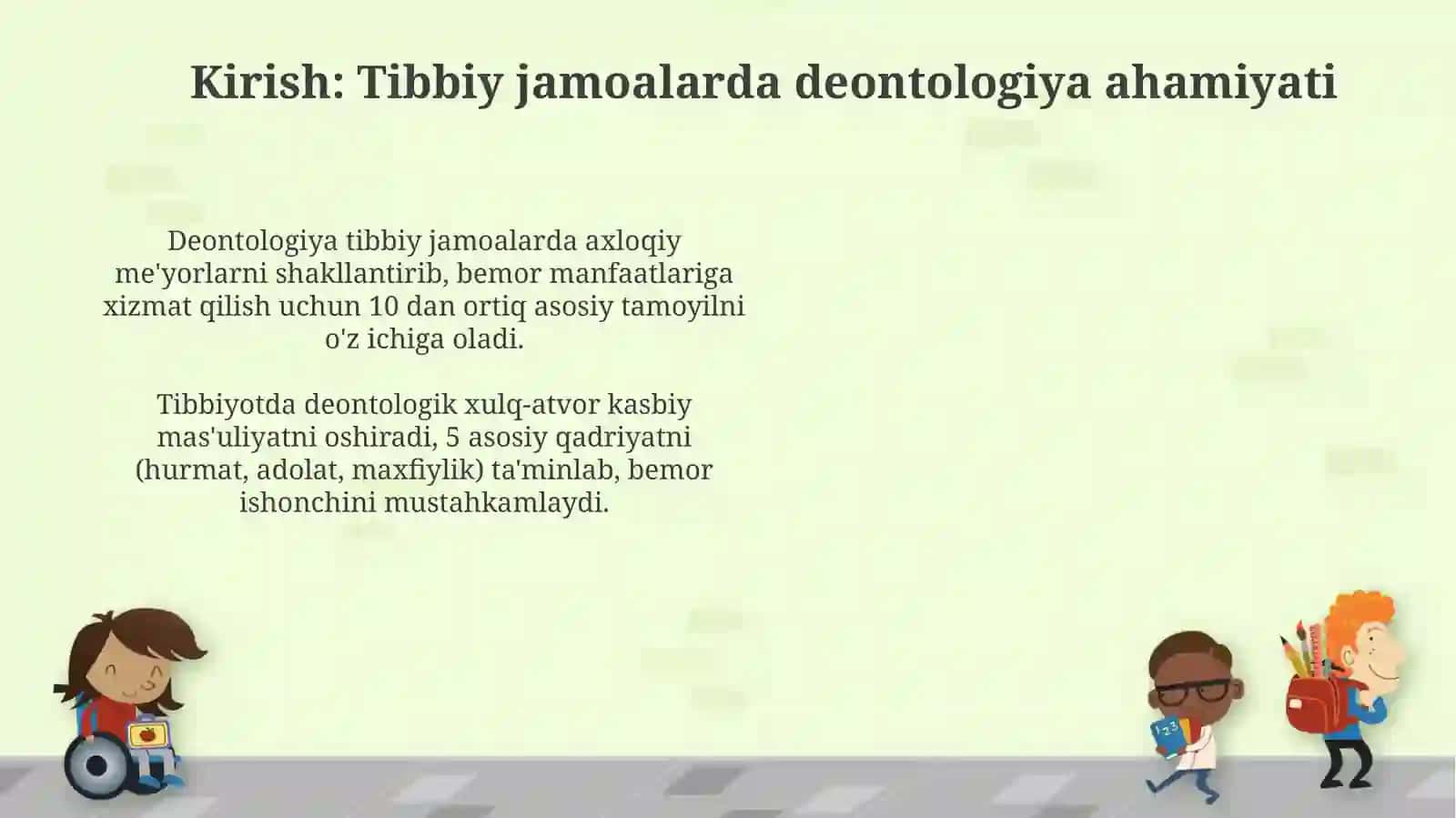 Tibbiy va ilmiy ishlarda davomida tibbiy guruhlardagi munosabatlarning deontologik jihatlari 3