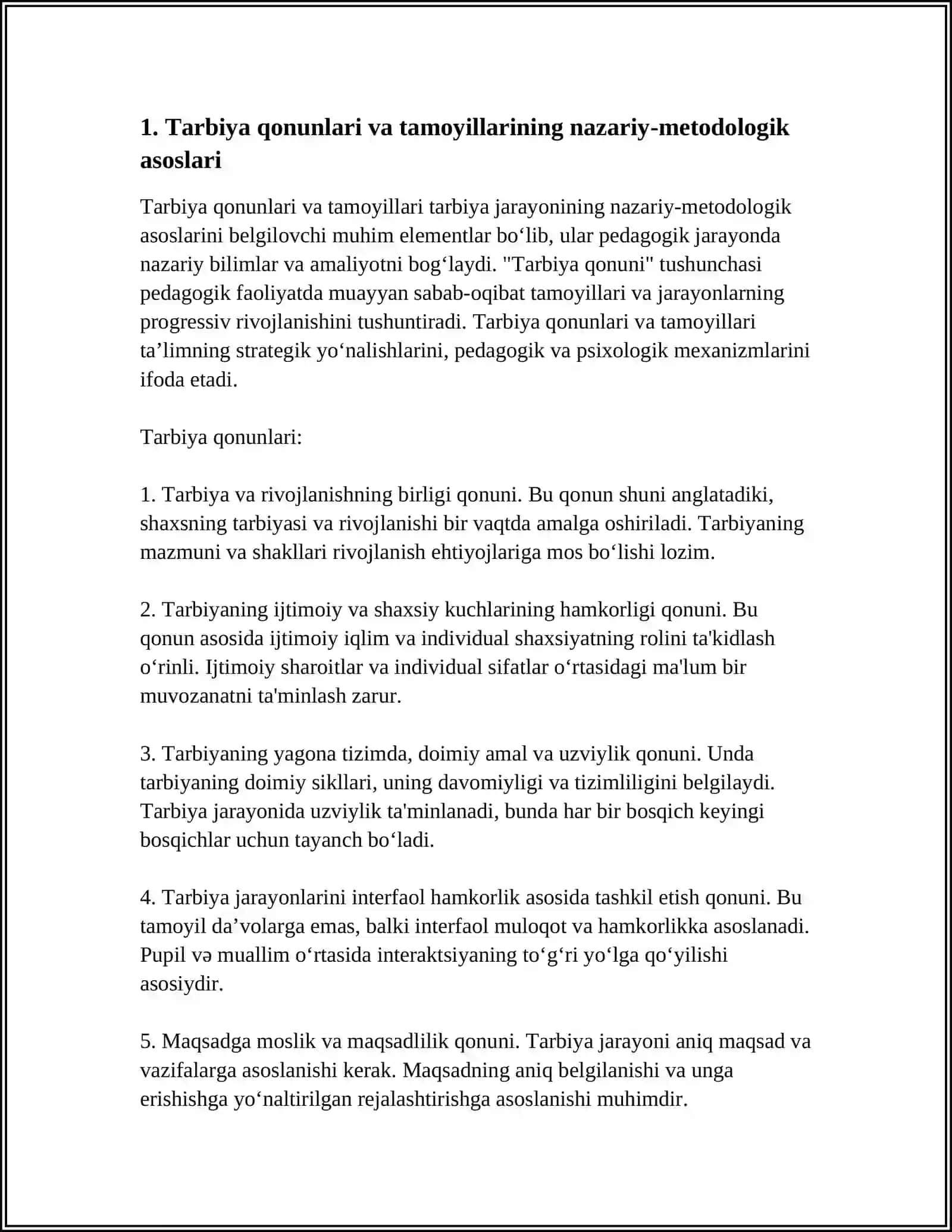 TARBIYA QONUNIYATLARI VA TAMOYILLARIDA ASOSIY TALABLAR 3