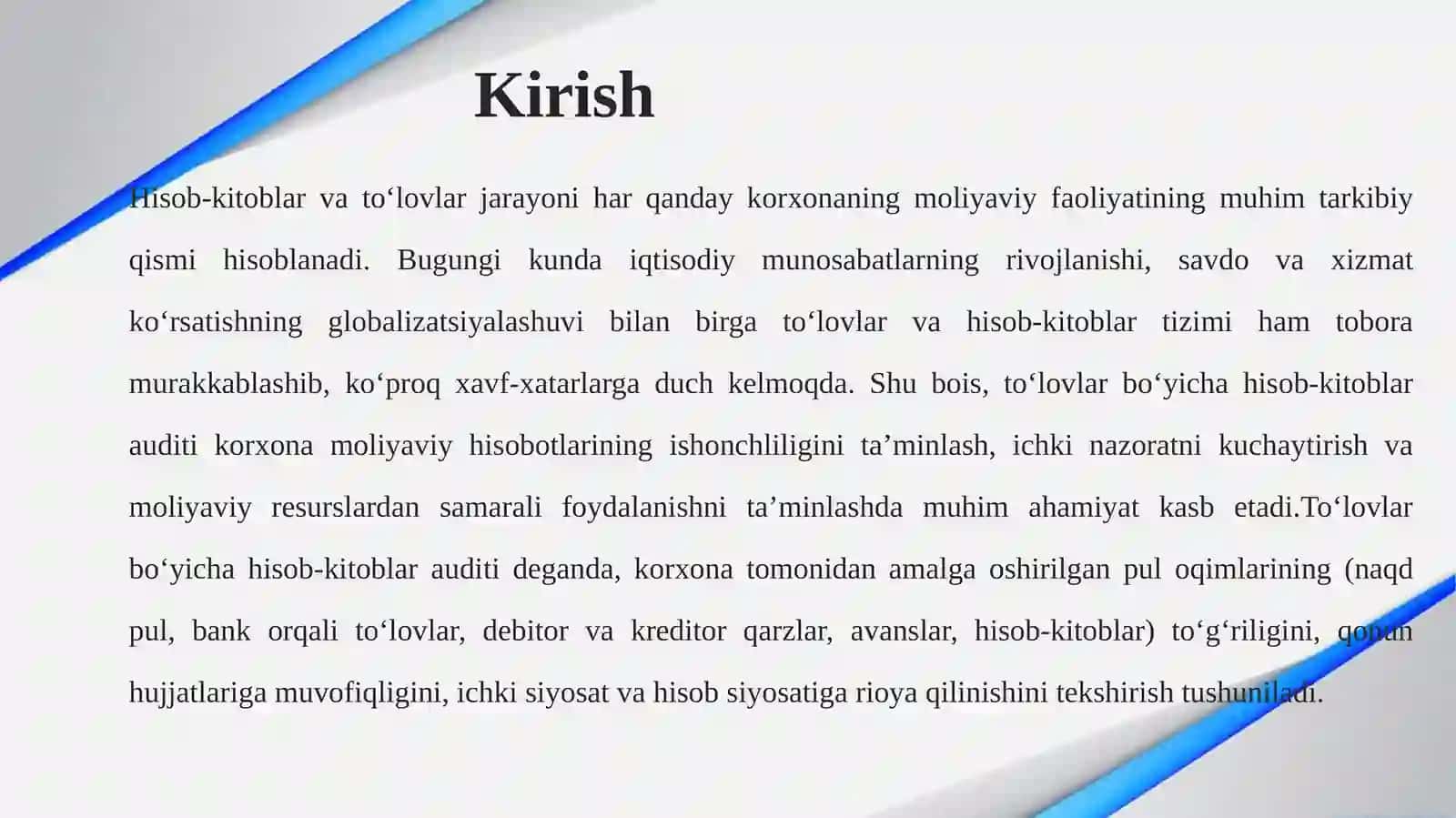 To'lovlar bo'yicha hisob-kitoblarni audit 3