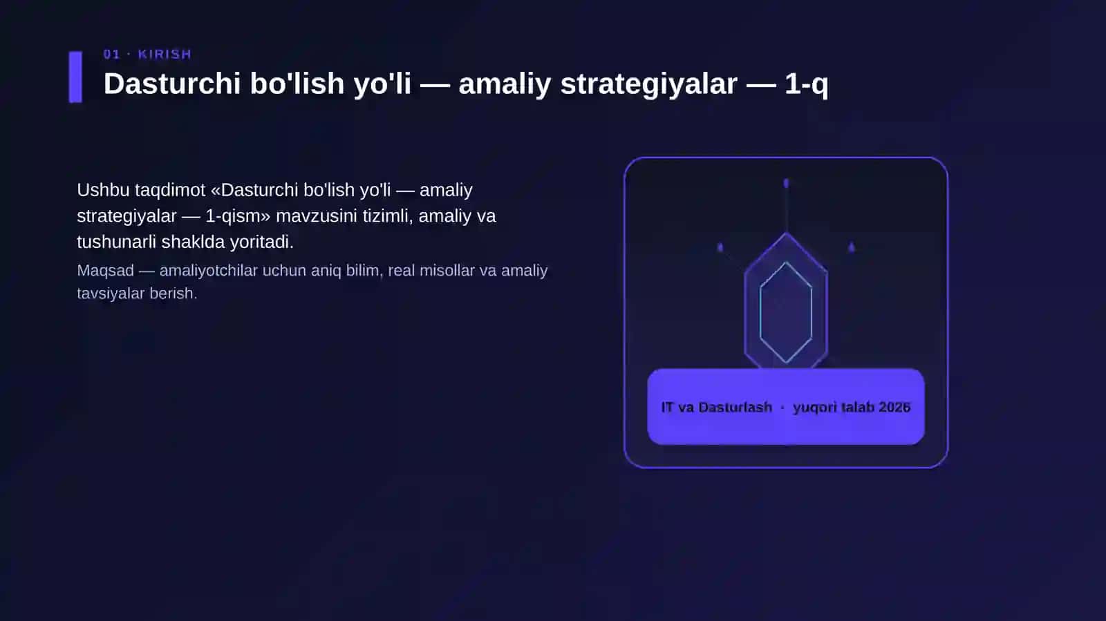 Dasturchi bo'lish yo'li — amaliy strategiyalar — 1-qism 3