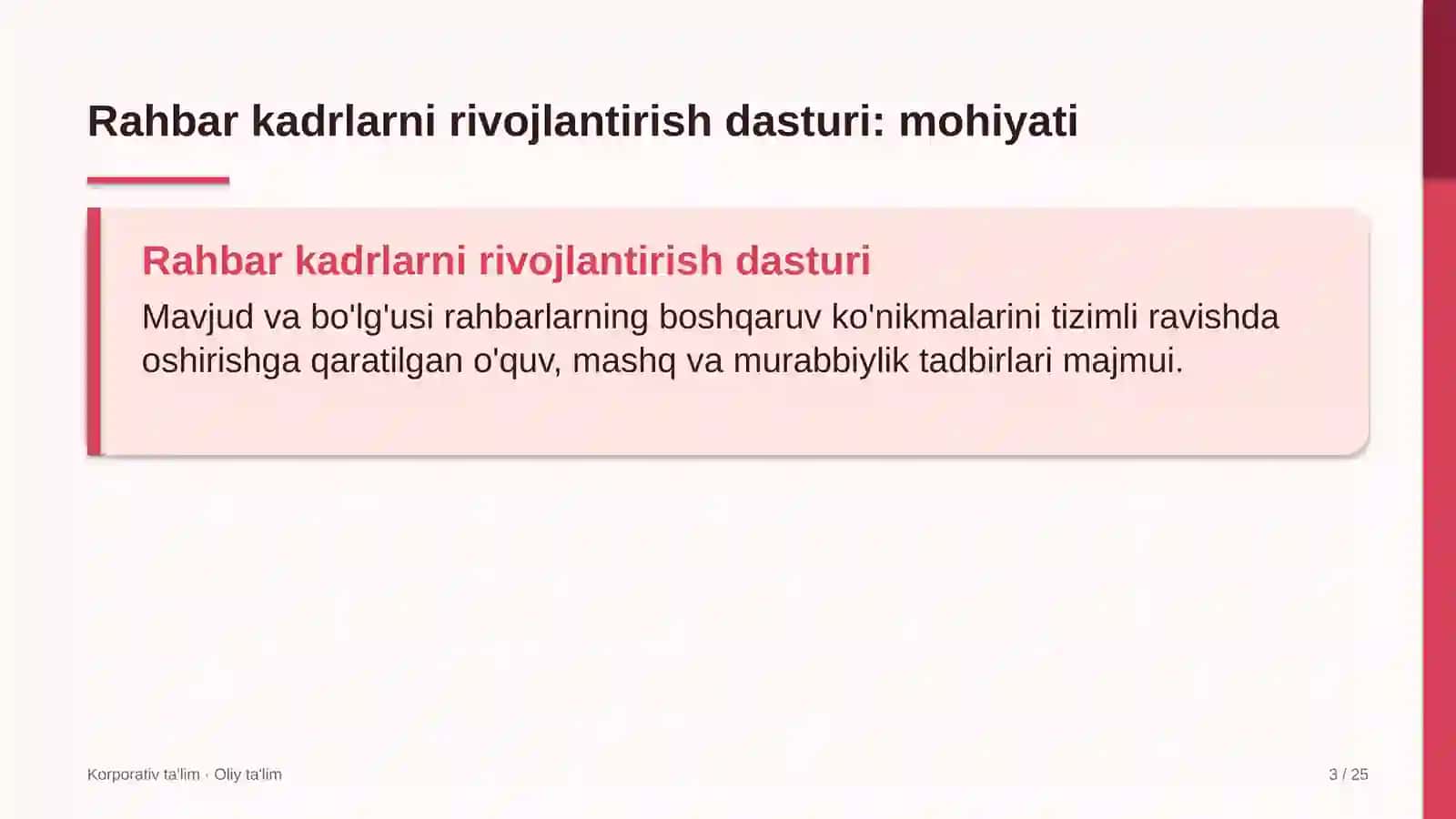 Dilerlik tarmoqlarida rahbar kadrlarni rivojlantirish dasturi 3