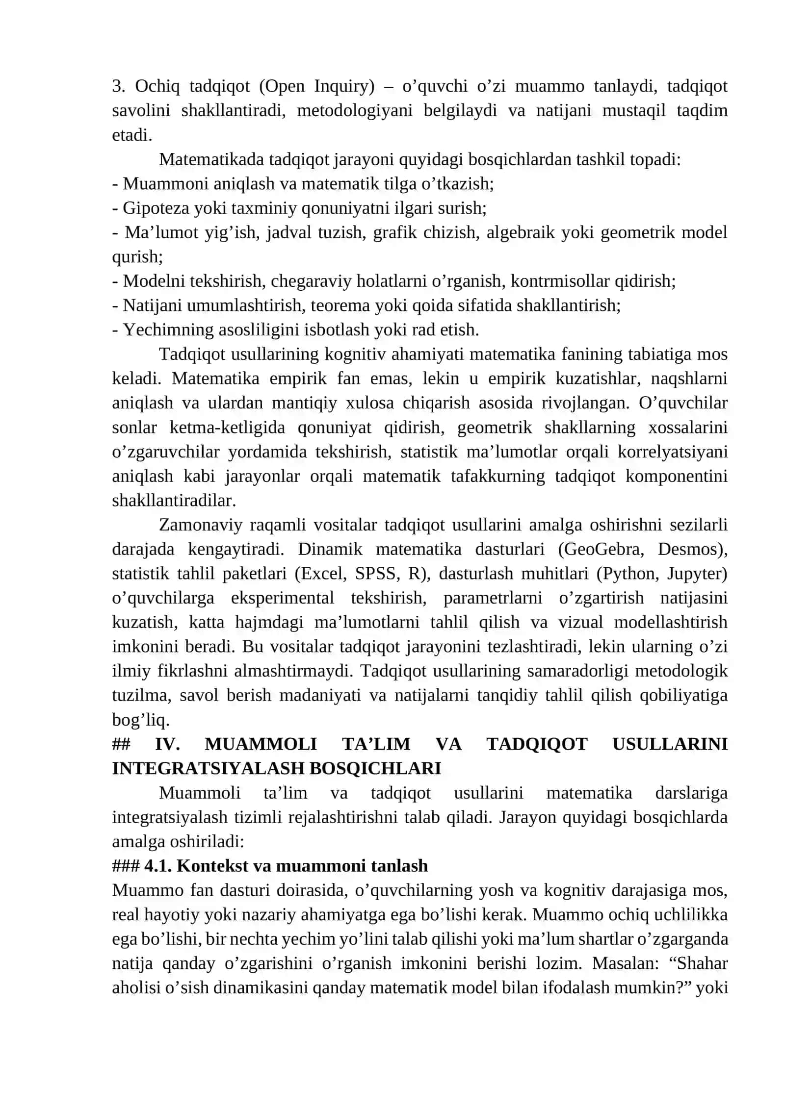 MATEMATIKA TA’LIMIDA MUAMMOLI TA’LIM VA TADQIQOT USULLARIDAN FOYDALANISH 3