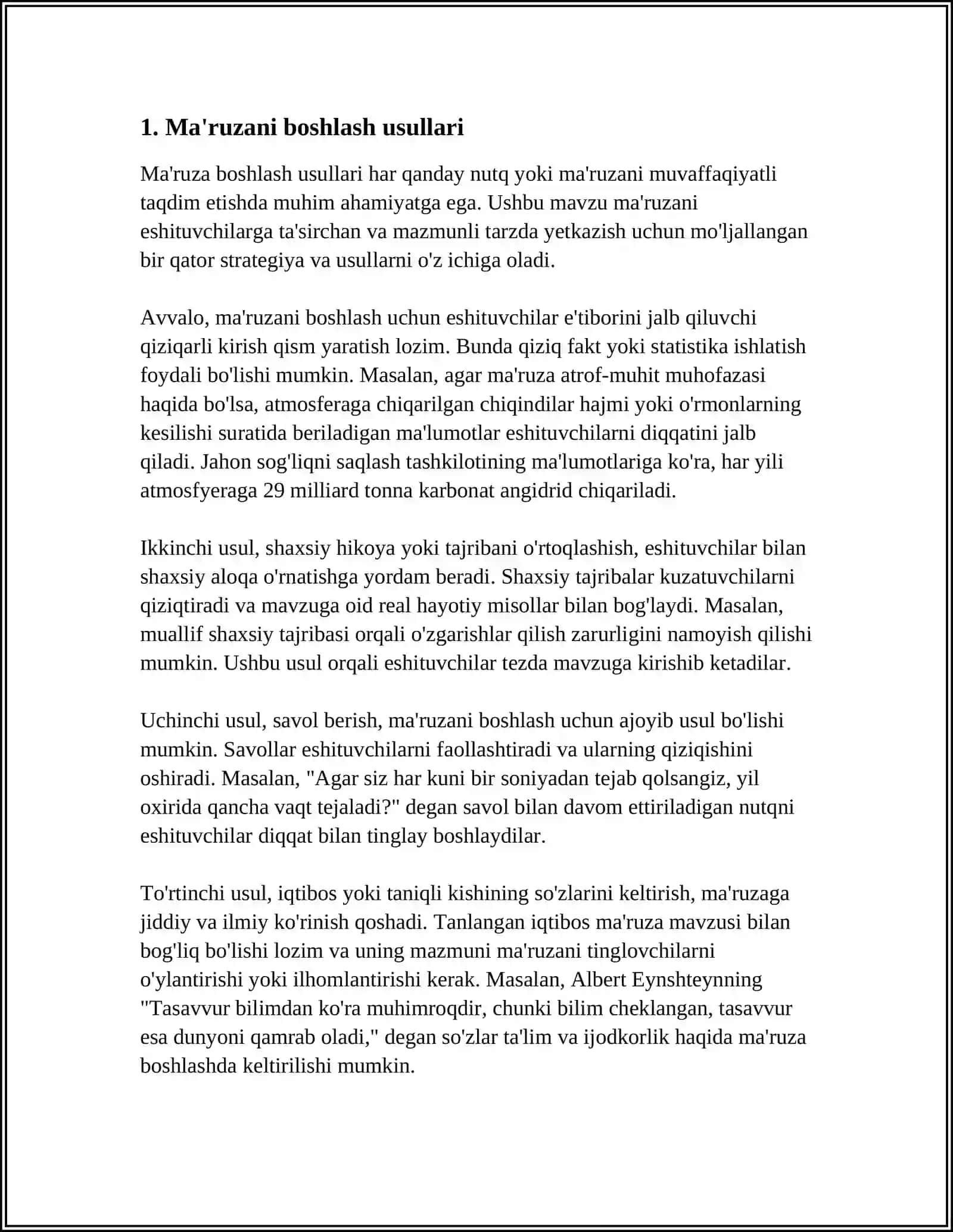OG'ZAKI MA'RUZADA MATERIALNI TAQDIM ETISH USULLARI 3