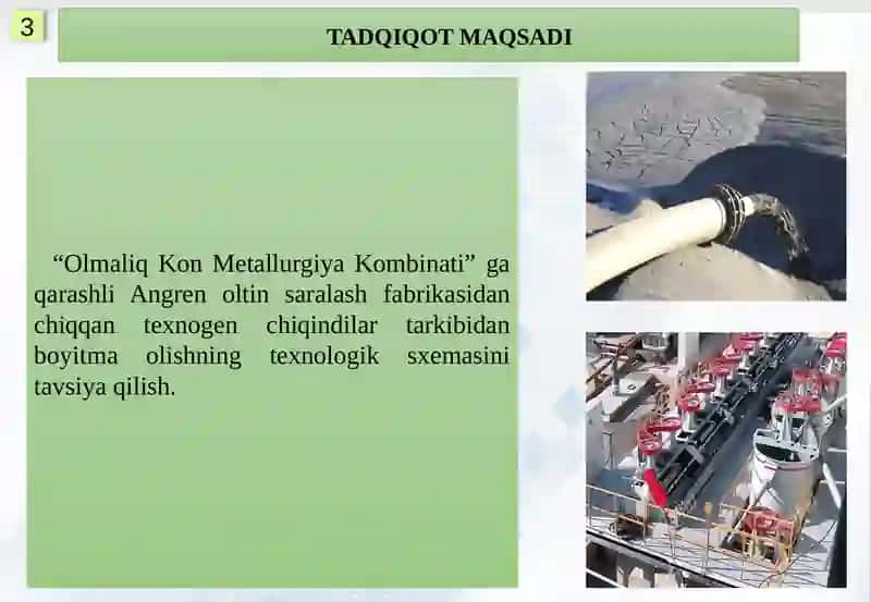 Angren Oltin Saralash Fabrikasi Texnogen Chiqindilarini Boyitishning Samarali Texnologik Sxemasi 3