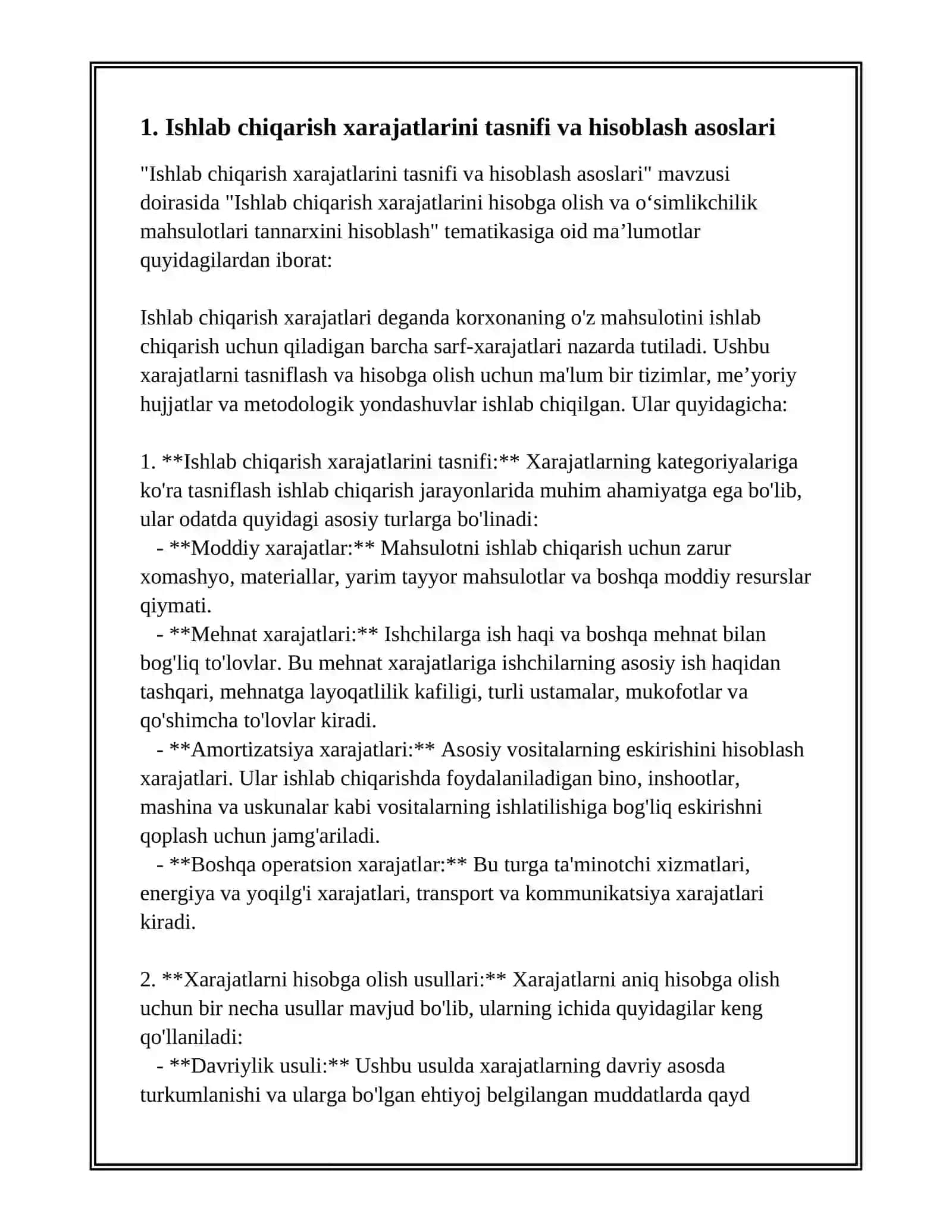ISHLAB CHIQARISH XARAJATLARINI HISOBGA OLISH VA OʻSIMLIKCHILIK MAHSULOTLARI TANNARXINI HISOBLASH 3