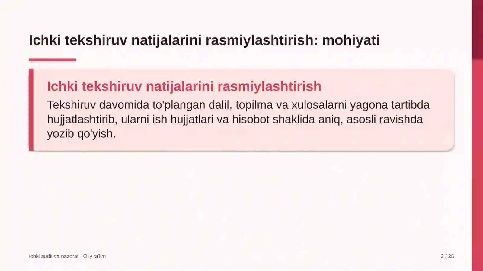 Ichki Audit va Nazorat · Oliy Ta'lim 3
