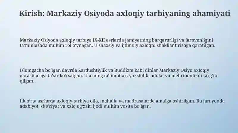 Ilk o'rta asrlarda Markaziy Osiyoda ma'naviy tarbiya masalalari 3