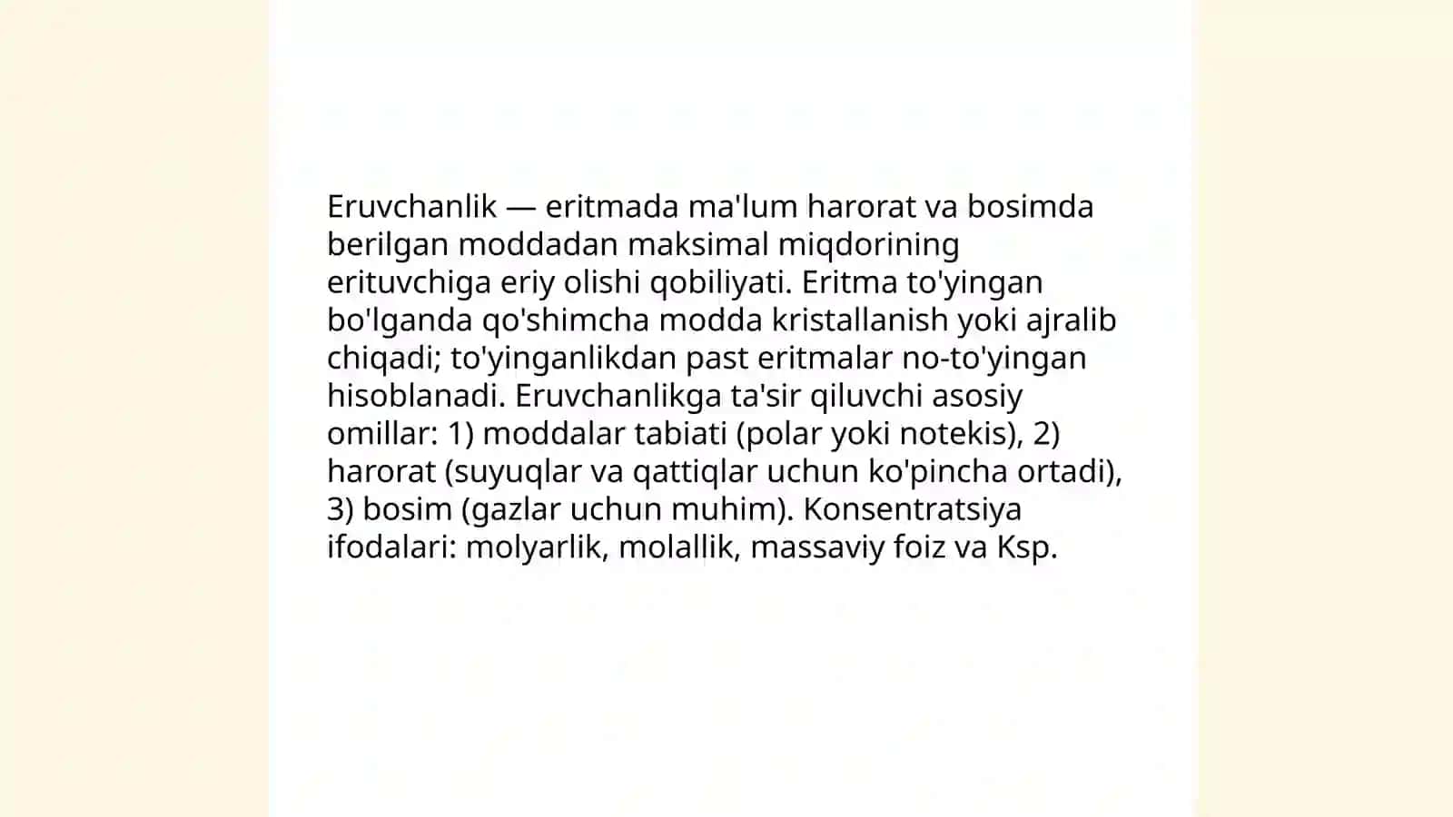 Eritmalar moddalar eruvchanligi 3