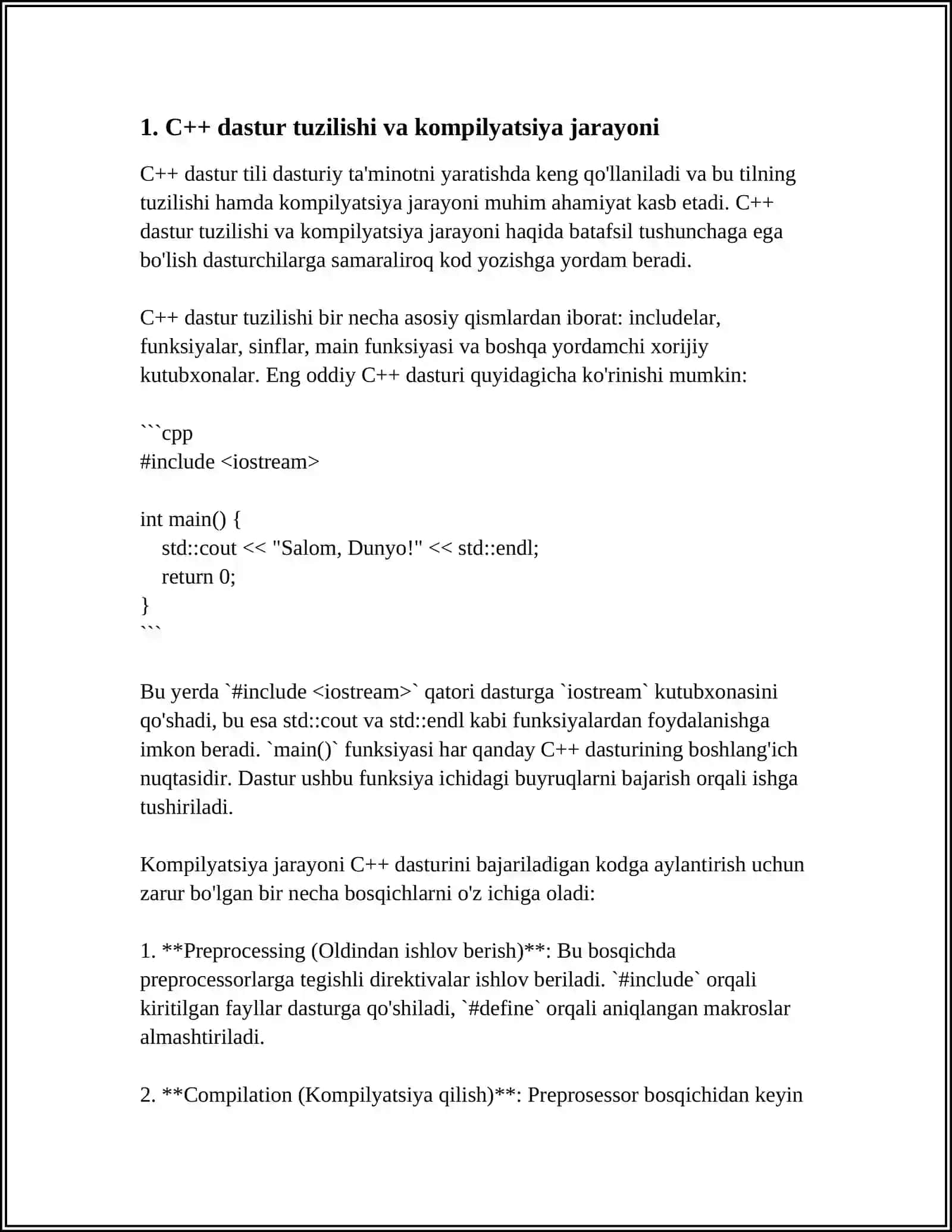 C++ TILIDA ILOVALAR YARATISH 3