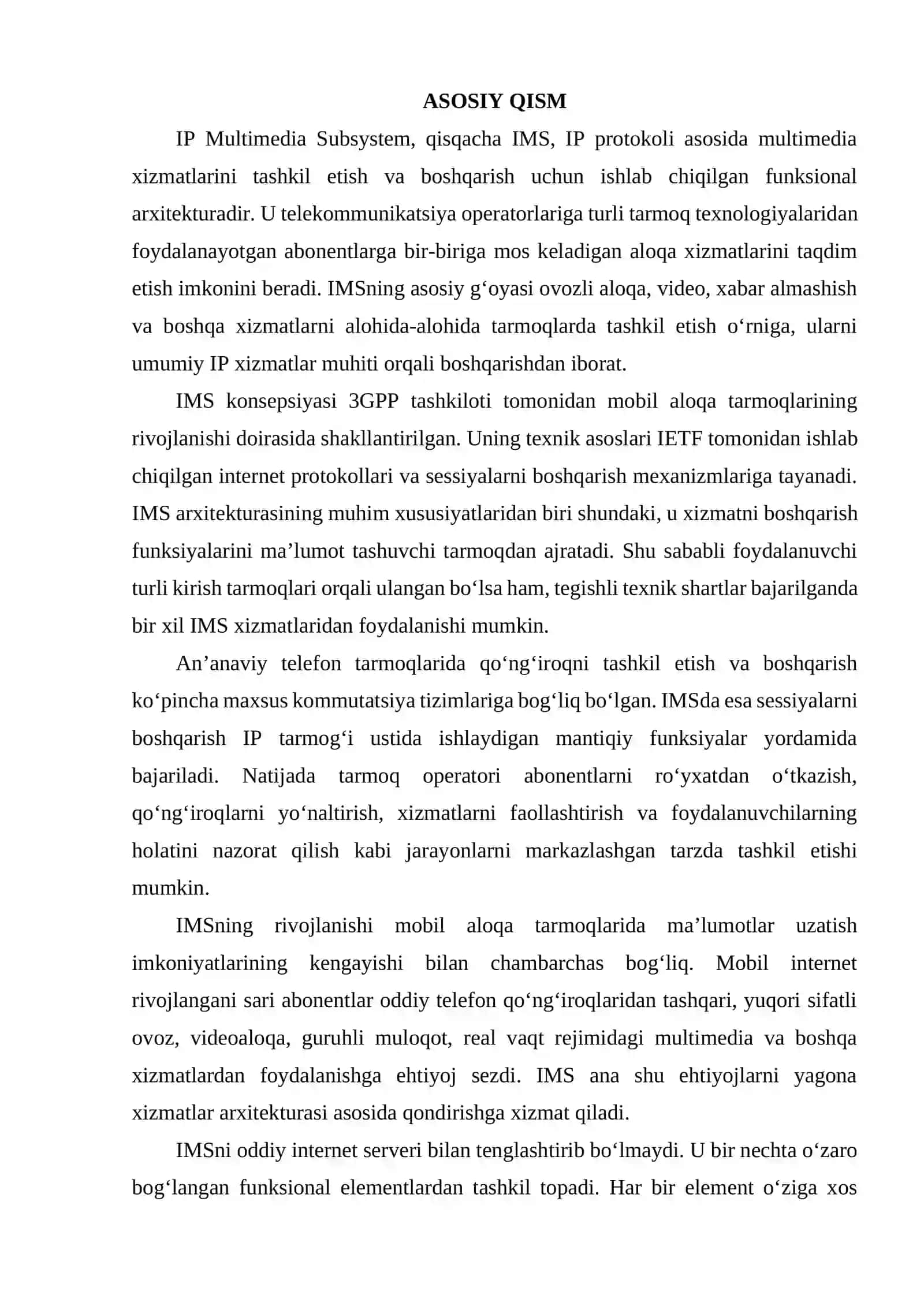 IP MULTIMEDIA SUBSYSTEM ARXITEKTURASIDA SUN’IY YO‘LDOSH SEGMENTINING O‘RNI VA VAZIFALARI. 3