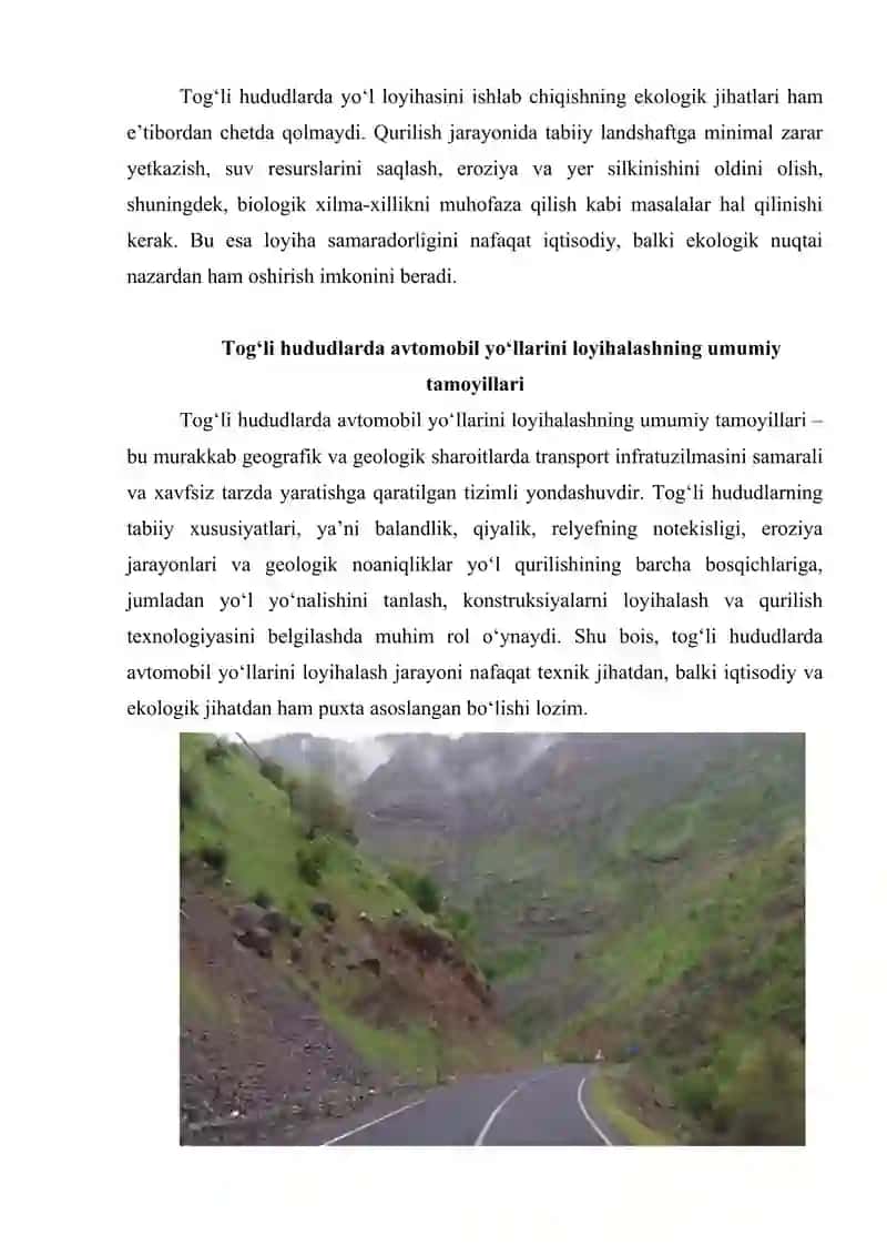 Tog‘i joylarda yo‘llarni loyihalash 3