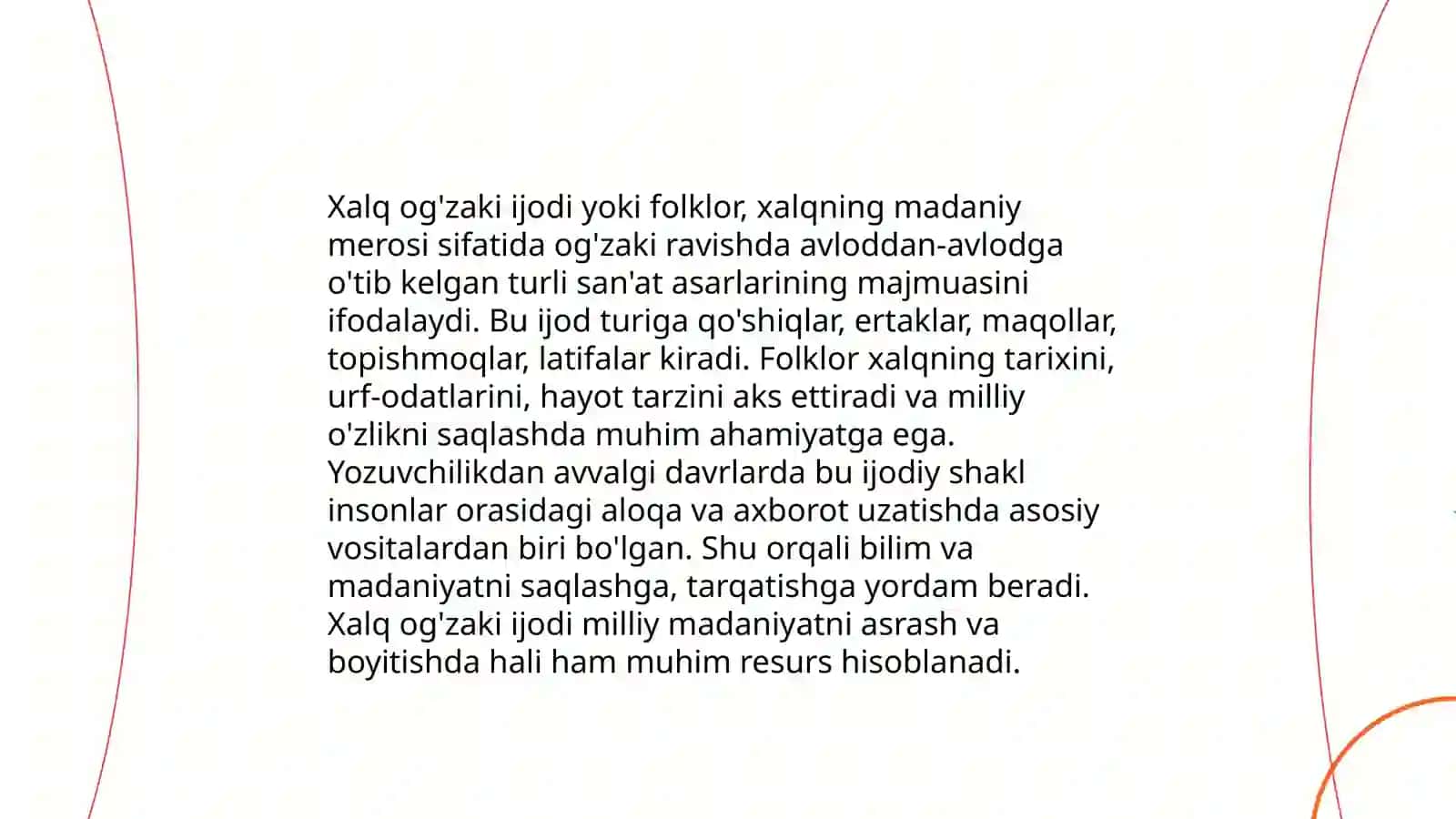 Xalq og'zaki ijodi ta'rif va uning ahamiyati 3