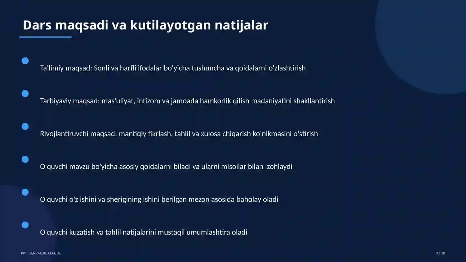 Sonli va harfli ifodalar (5-sinf) 3