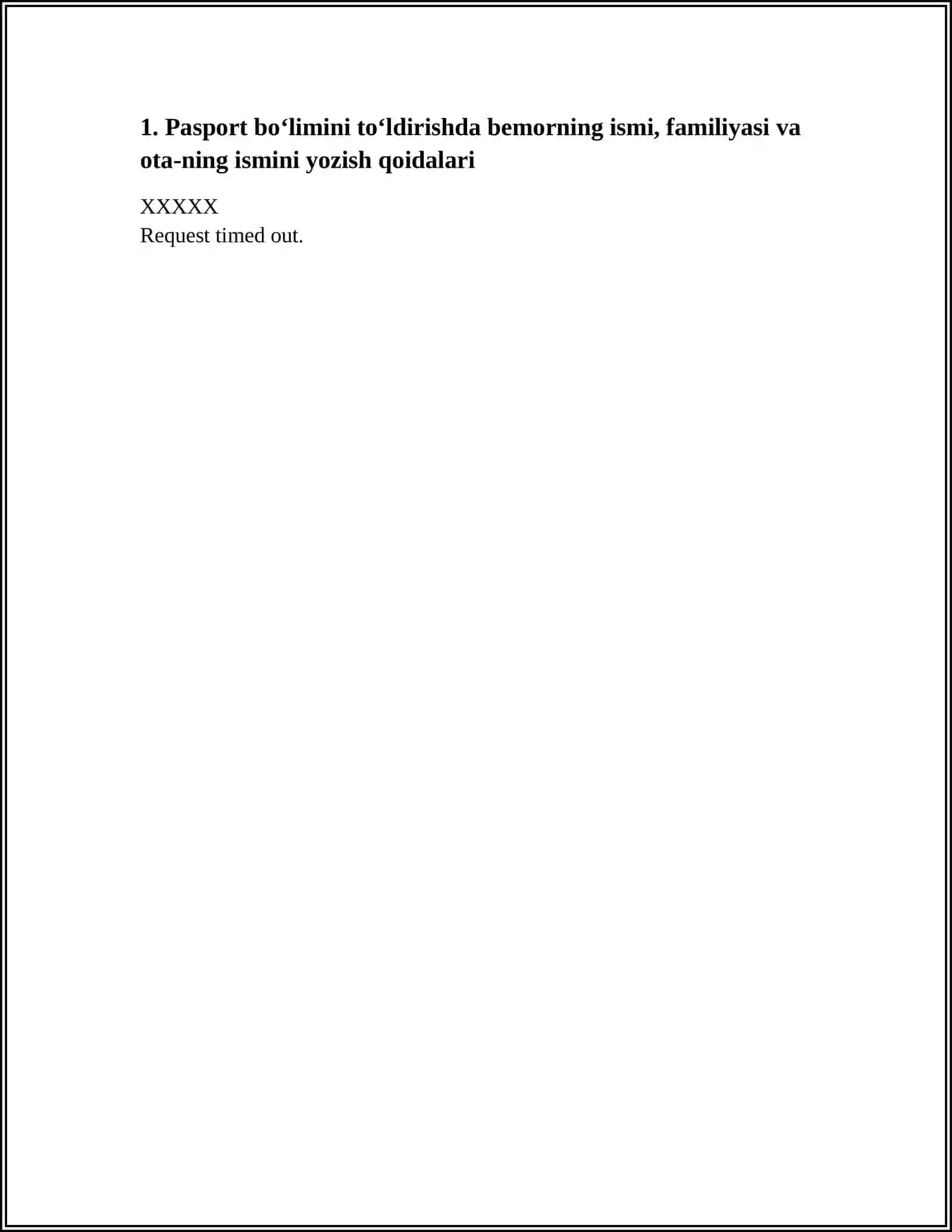 HOMILADORLIK DAVRIDA HAMSHIRALIK PARVARISHI. BEMOR SHAXSIY VARAQASINING PASPORT QISMINI TOʻLDIRISH 3
