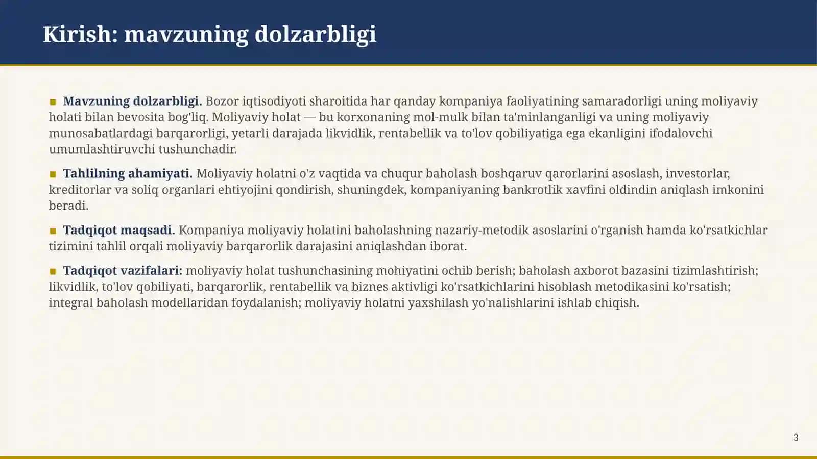 KOMPANIYA MOLIYAVIY HOLATINI BAHOLASH 3