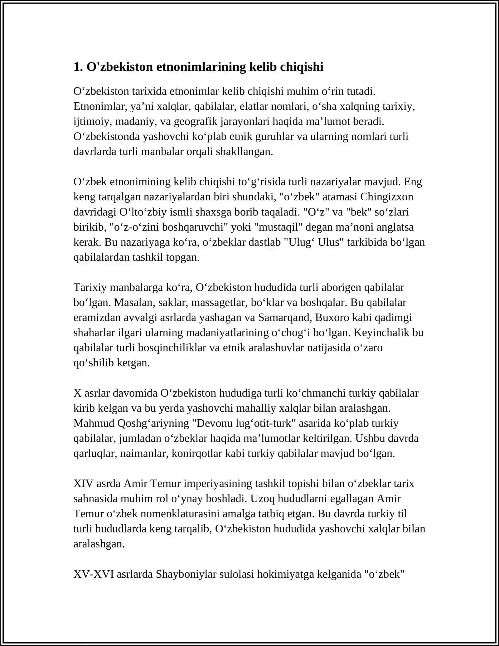 O'ZBEKISTON RESPUBLIKASI ETNONIM, ORONIM VA GIDRONIMLARI 3
