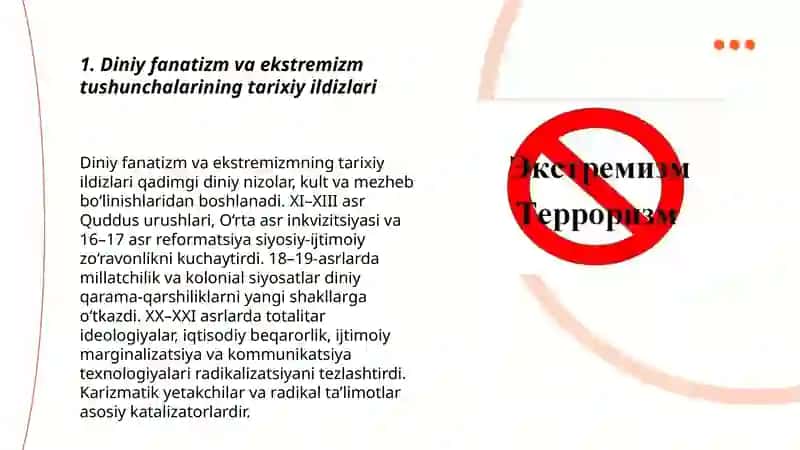Diniy fanatizm, ekstremizm, fundametalizmning tarixi va rivojlanishi 3