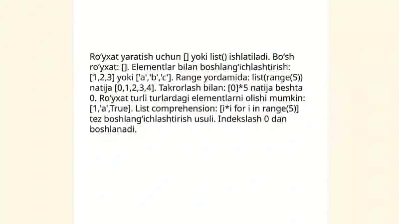 Roʻyxatlar bilan ishlash 3