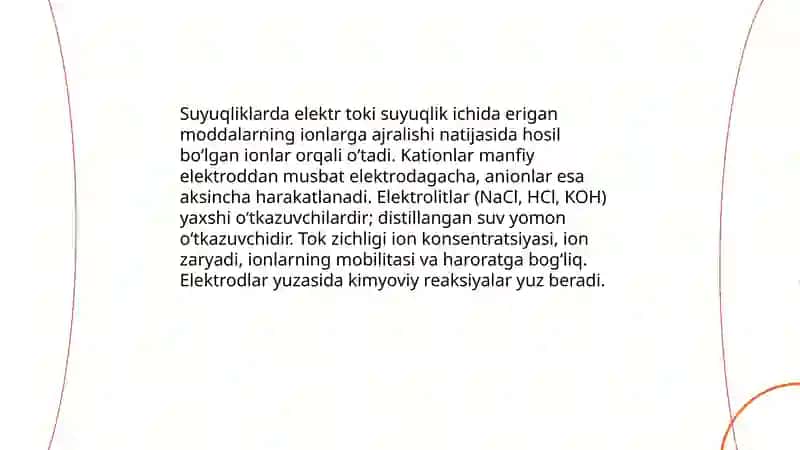 Suyuqliklarda elektr toki.Elektroliz hodisasi.Faradey qonunini o'rganish 3