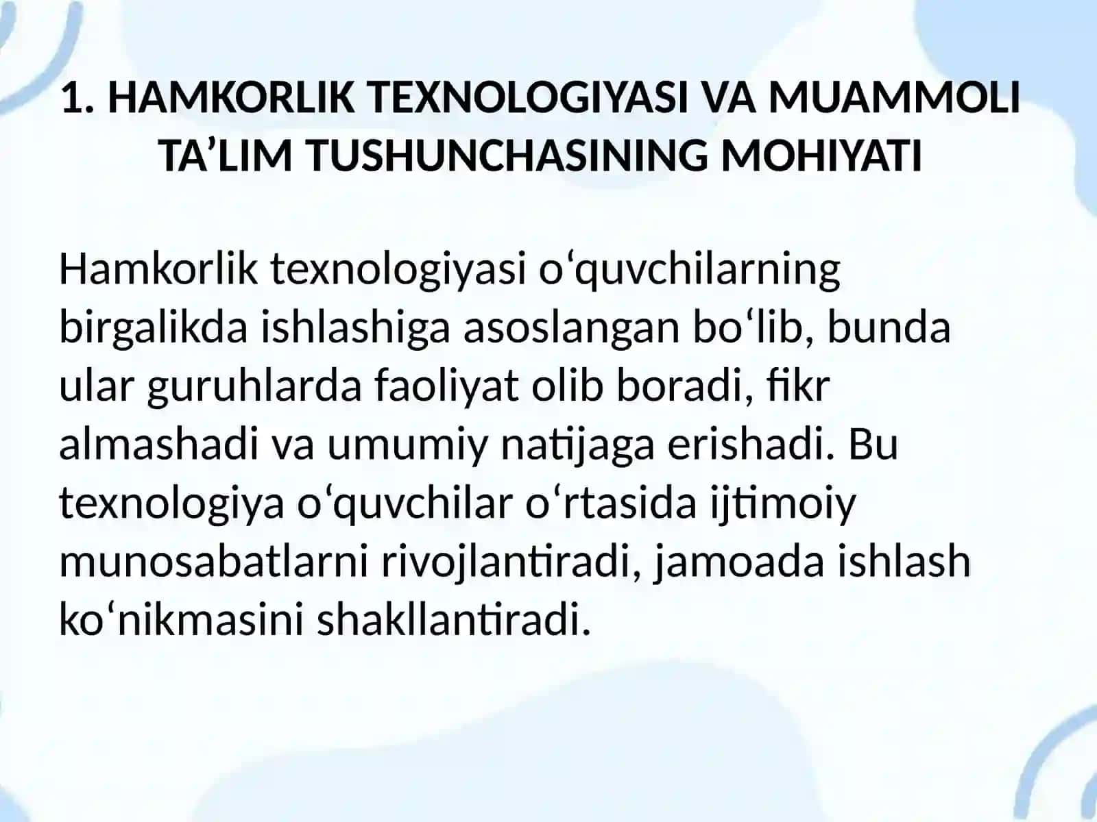 ADABIYOT DARSLARIDA HAMKORLIK TEXNOLOGIYASI. MUAMMOLI TA’LIM TEXNOLOGIYASI 3