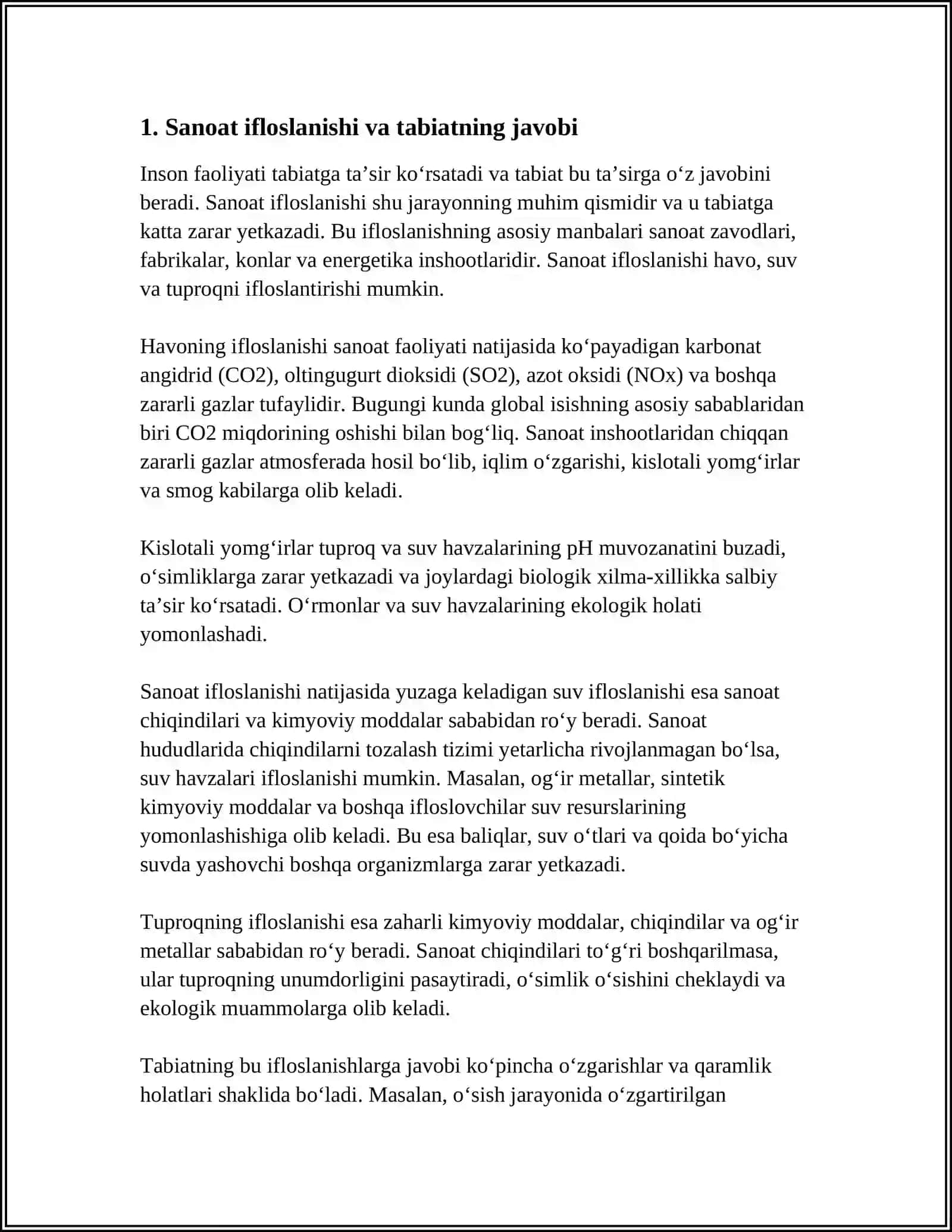 INSON FAOLIYATINING TABIATGA TA’SIRI VA TABIATNING JAVOBI 3