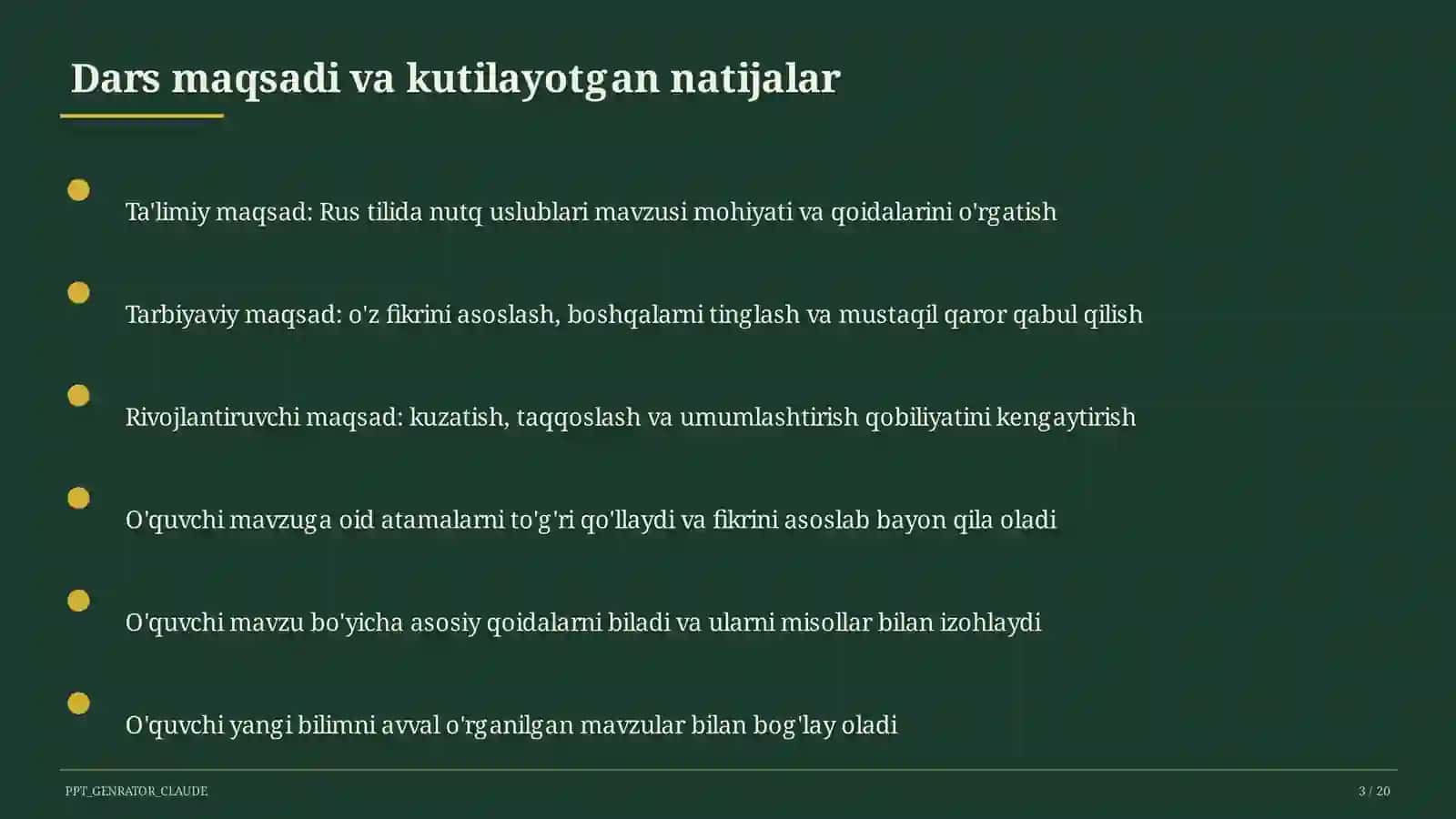 Rus tilida nutq uslublari (10-sinf) 3