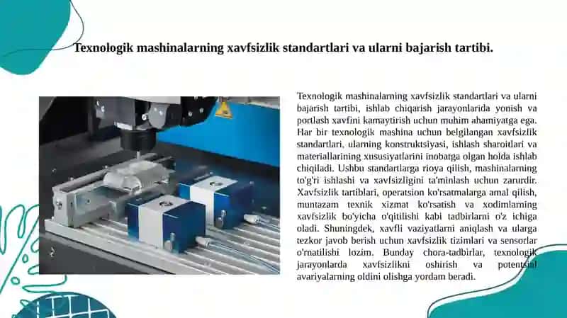 Texnologik mashinalarni ishlatishda yonish va portlash sodir bo'lganda oldini olish tadbirlari 3