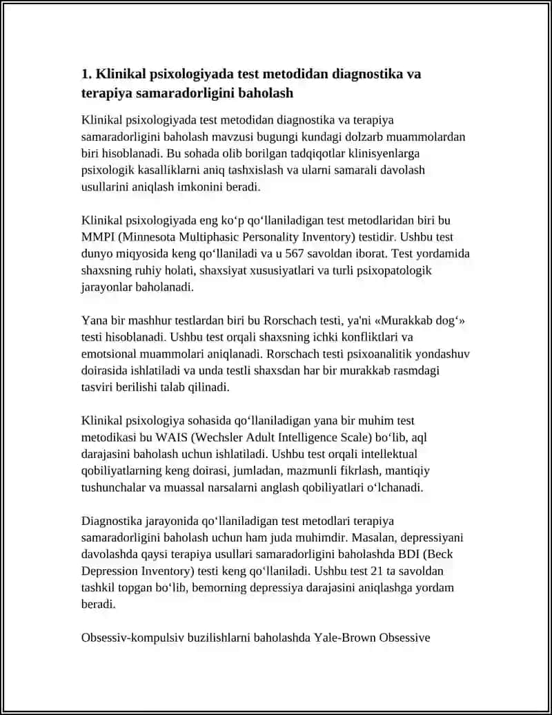 ZAMONAVIY PSIXOLOGIYA TARMOQLARIDA TADQIQOT METODLARINI QOʻLLANISHI. TEST METODI 3