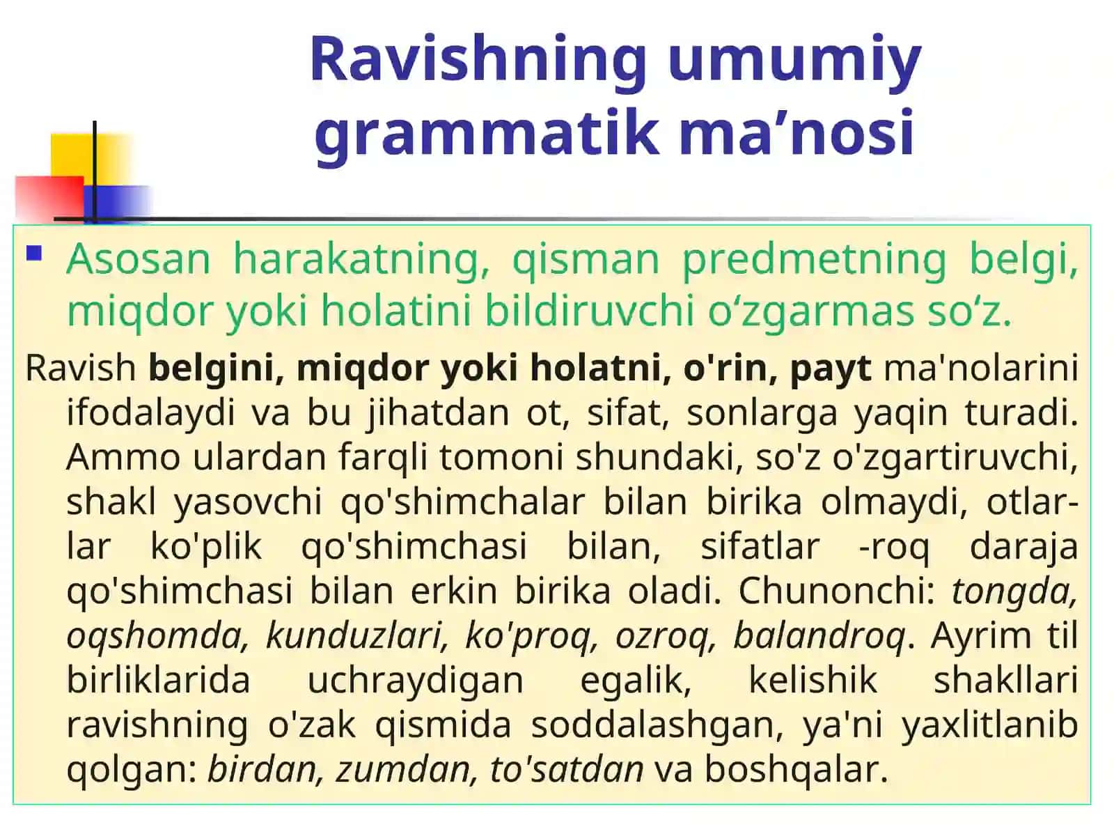 RAVISH VA UNING UMUMIY GRAMMATIK MA’NOSI 3