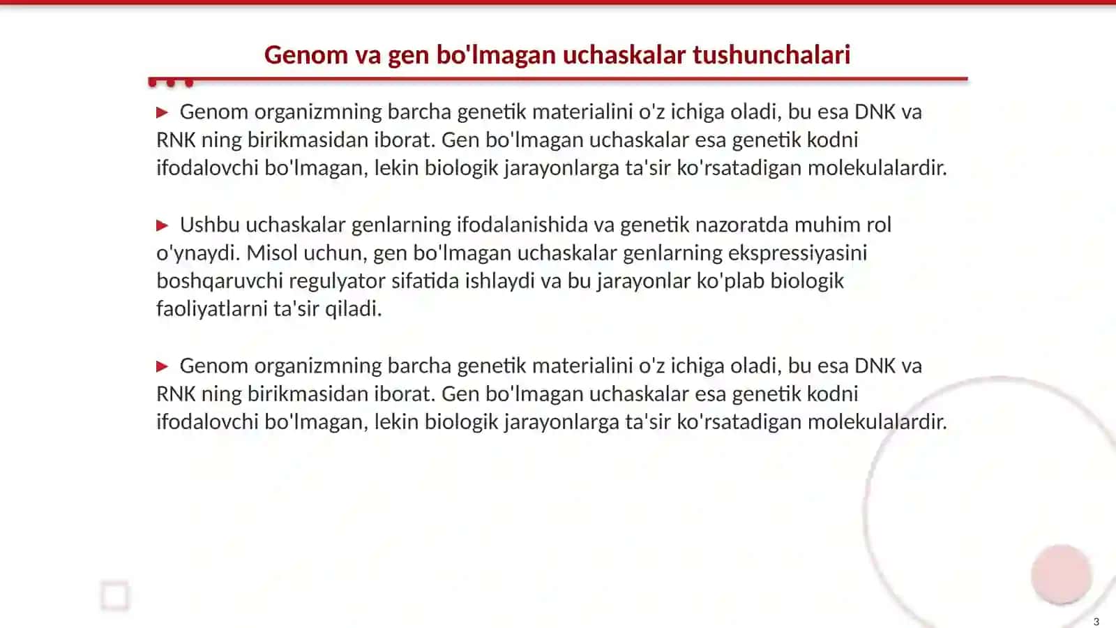 Genomining gen bo'lmagan uchaskalarining ahamiyati va ulardan amaliyotda foydalanish 3